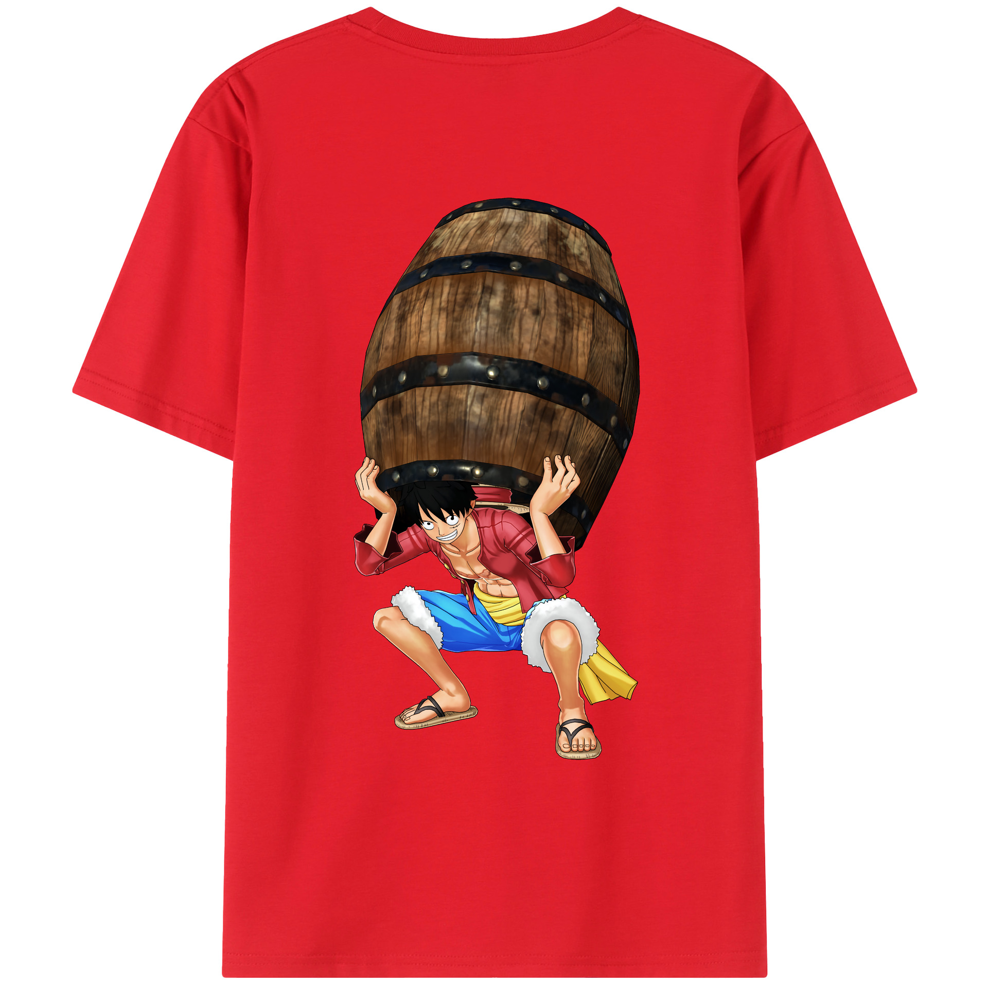 ワンピース モンキー・D・ルフィ ONE PIECE Monkey D. Luffy 綿100％ メンズ半袖Tシャツ（バックプリント） 通気性