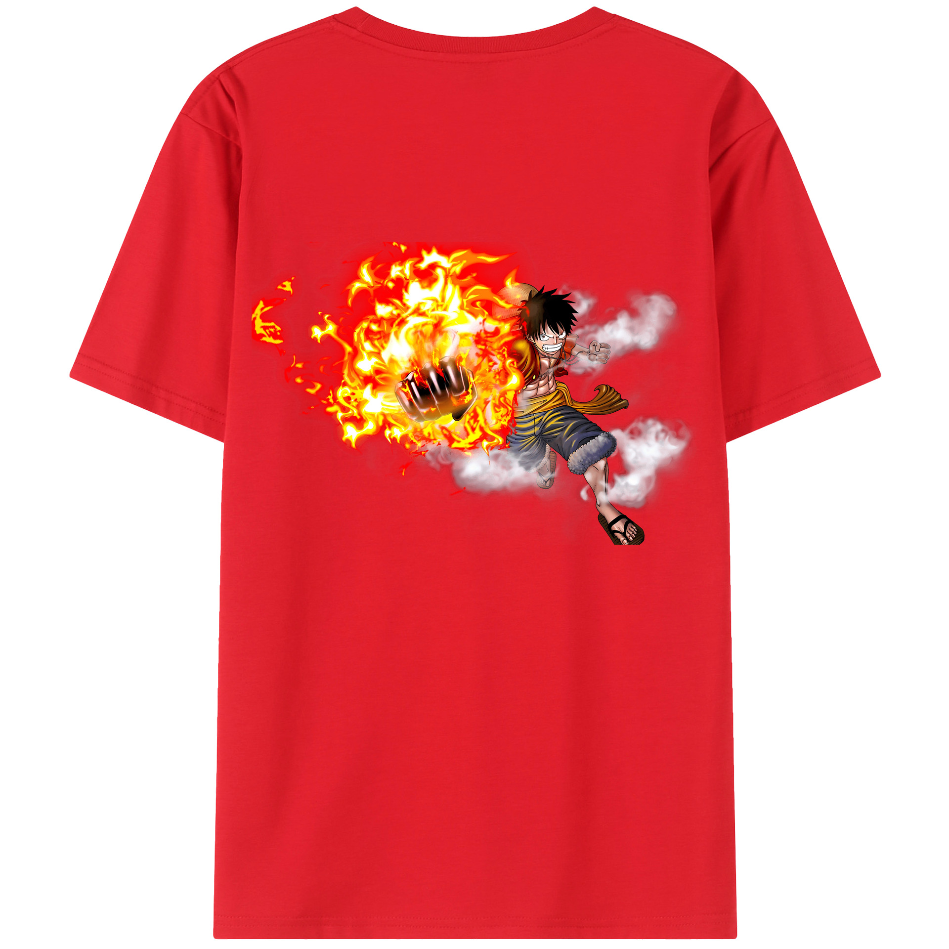 ワンピース モンキー・D・ルフィ ONE PIECE Monkey D. Luffy 綿100％ メンズ半袖Tシャツ（バックプリント） 通気性