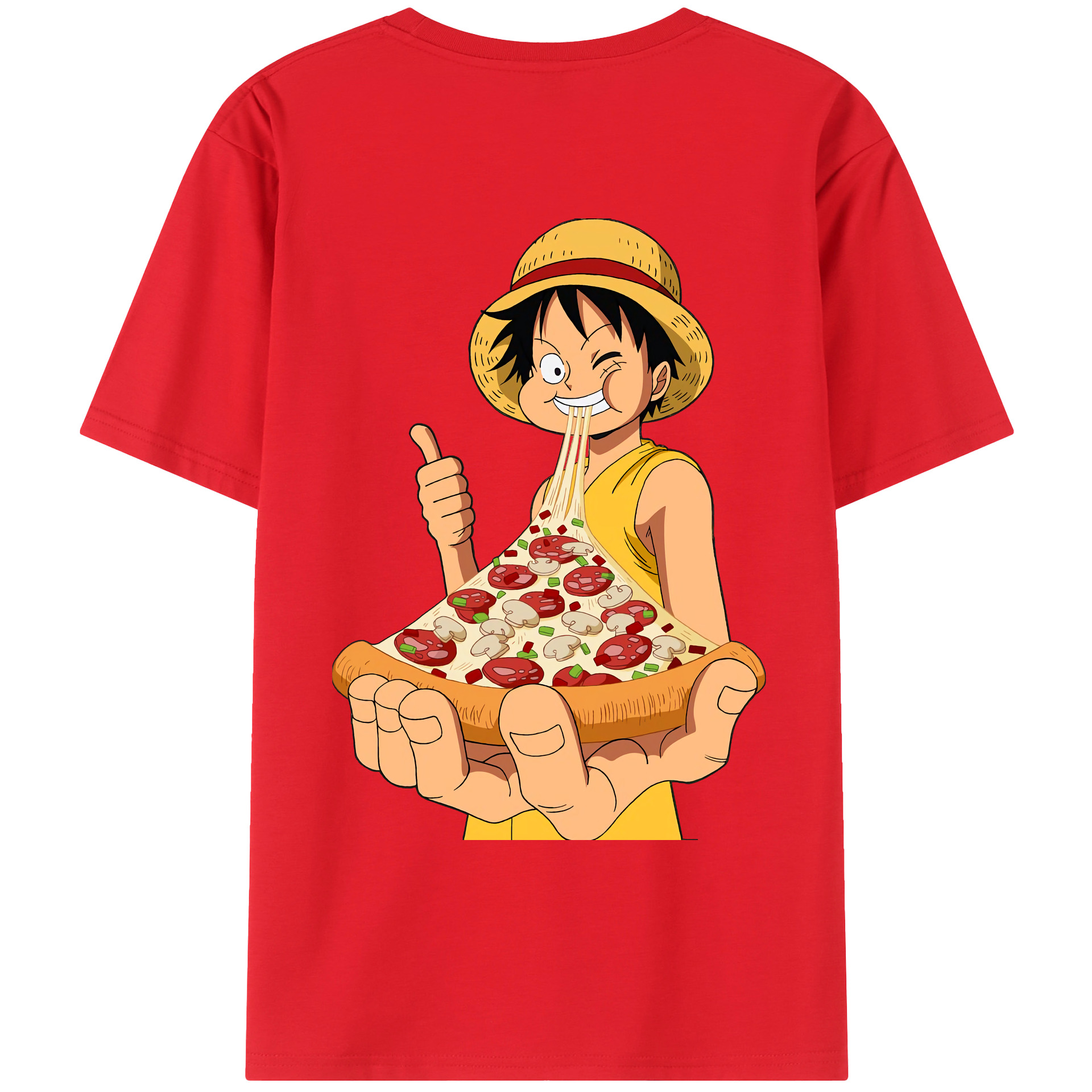 ワンピース モンキー・D・ルフィ ONE PIECE Monkey D. Luffy 綿100％ メンズ半袖Tシャツ（バックプリント） 通気性