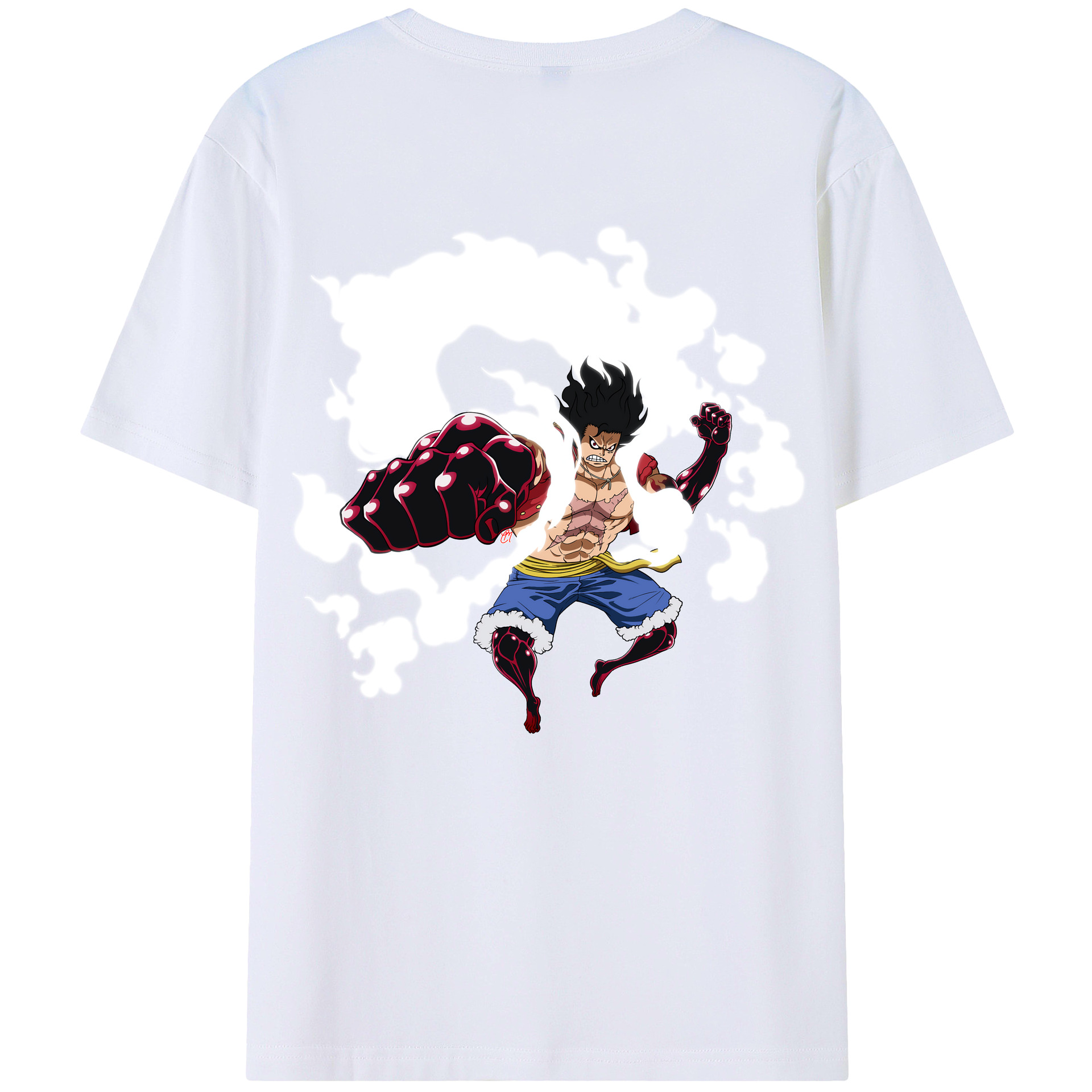 （画像用） ワンピース モンキー・D・ルフィ ONE PIECE Monkey D. Luffy 綿100％ メンズ半袖Tシャツ（バックプリント） 通気性