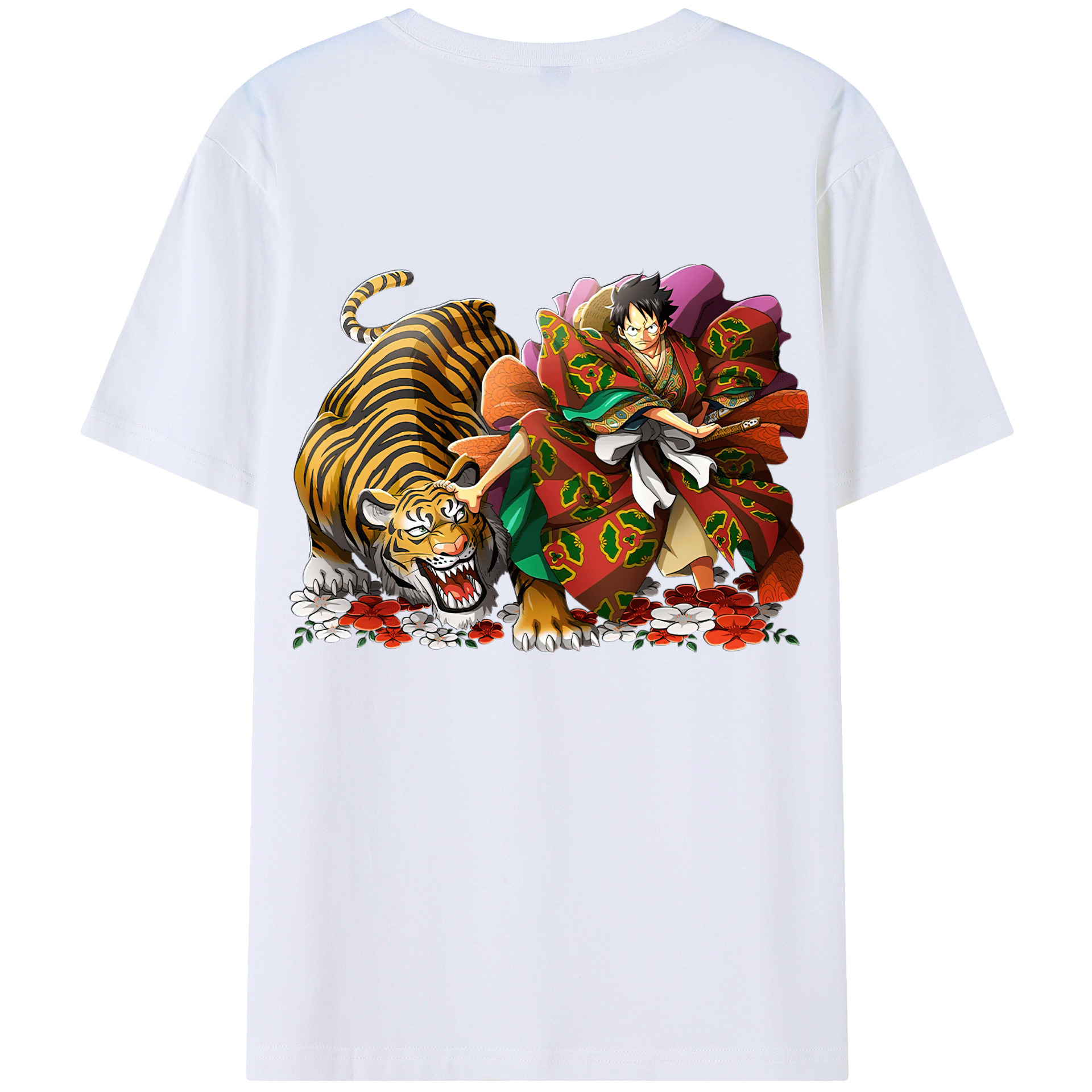 （画像用） ワンピース モンキー・D・ルフィ ONE PIECE Monkey D. Luffy 綿100％ メンズ半袖Tシャツ（バックプリント） 通気性