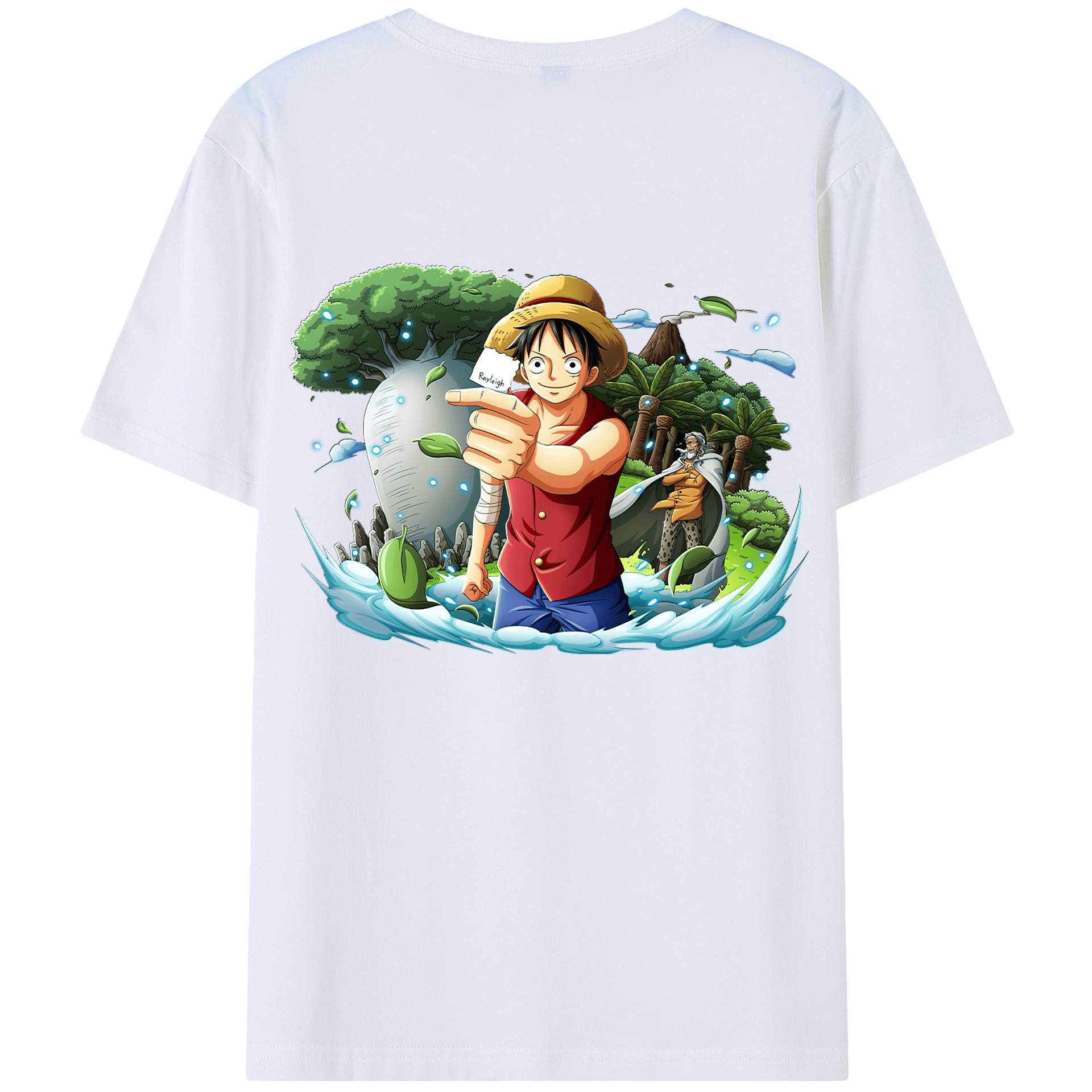ワンピース モンキー・D・ルフィ ONE PIECE Monkey D. Luffy 綿100％ メンズ半袖Tシャツ（バックプリント） 通気性
