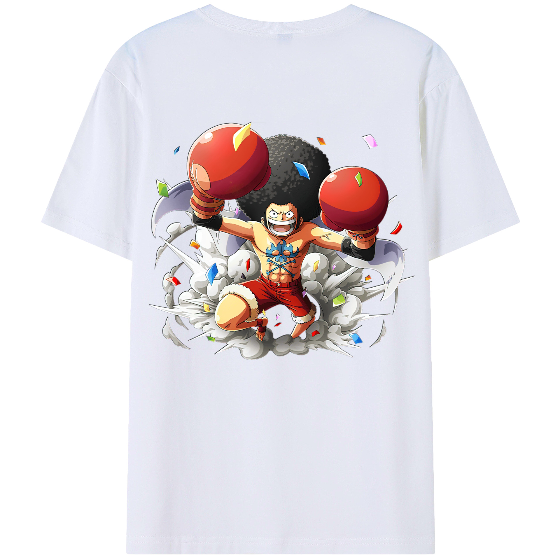 ワンピース モンキー・D・ルフィ ONE PIECE Monkey D. Luffy 綿100％ メンズ半袖Tシャツ（バックプリント） 通気性
