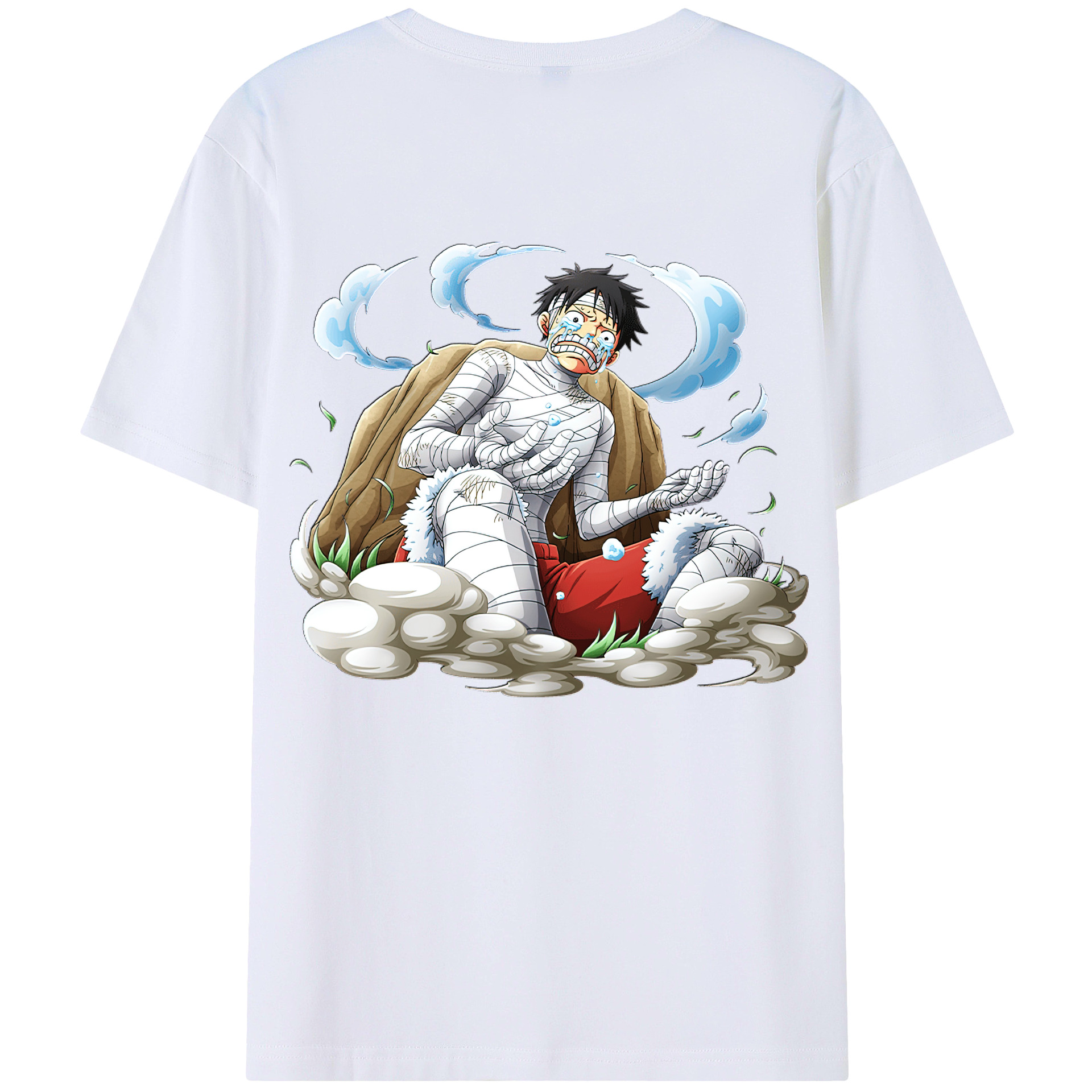 ワンピース モンキー・D・ルフィ ONE PIECE Monkey D. Luffy 綿100％ メンズ半袖Tシャツ（バックプリント） 通気性