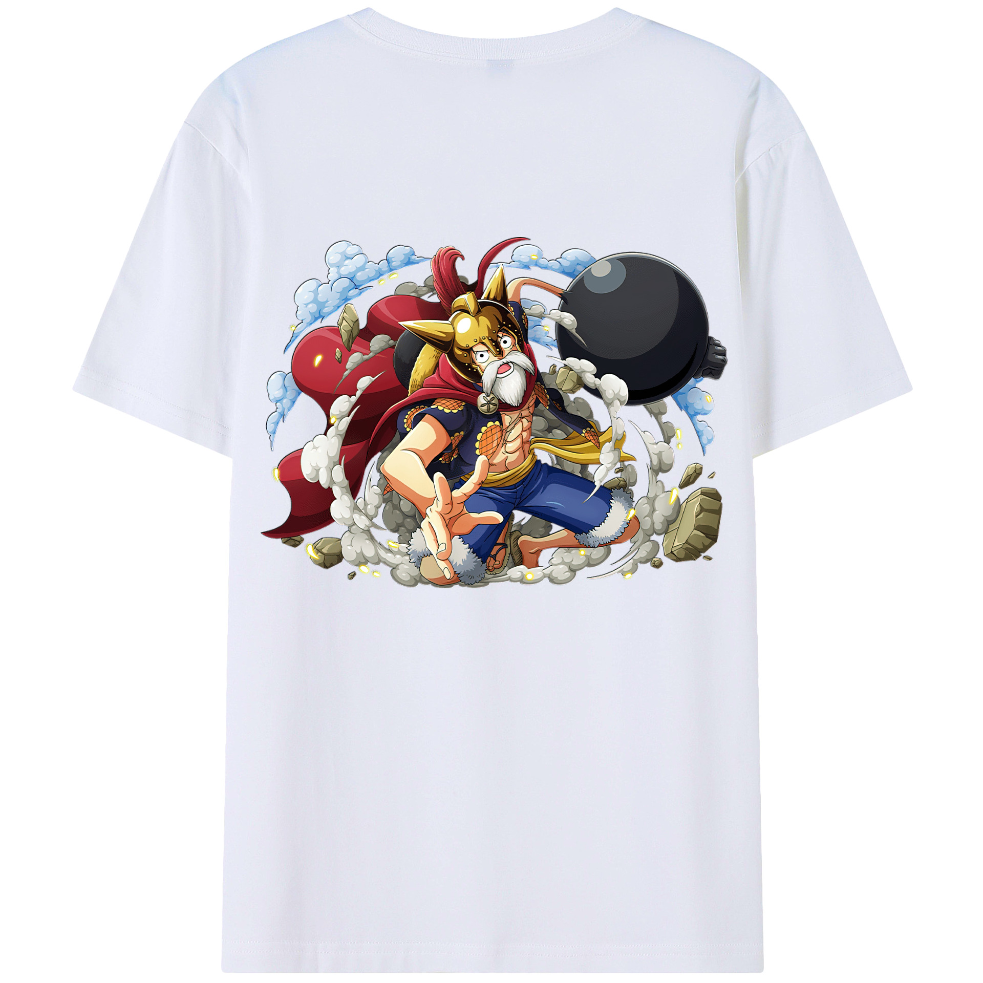 ワンピース モンキー・D・ルフィ ONE PIECE Monkey D. Luffy 綿100％ メンズ半袖Tシャツ（バックプリント） 通気性