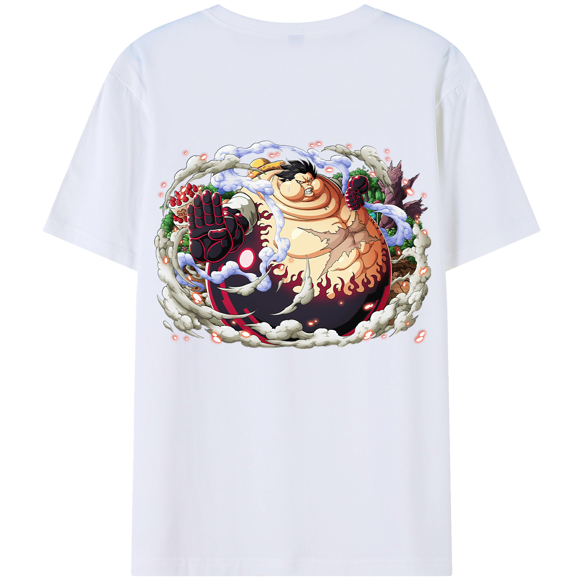 ワンピース モンキー・D・ルフィ ONE PIECE Monkey D. Luffy 綿100％ メンズ半袖Tシャツ（バックプリント） 通気性