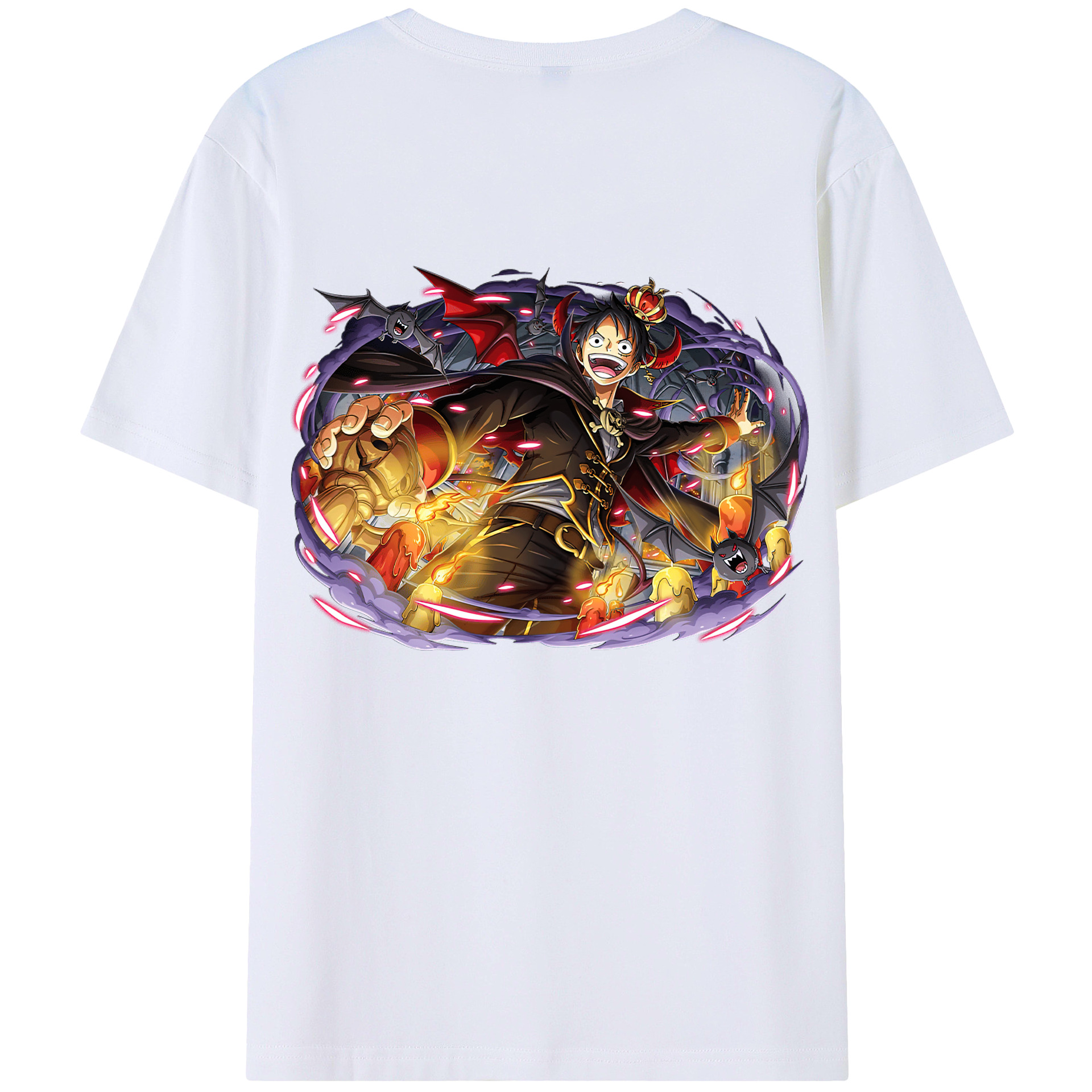 ワンピース モンキー・D・ルフィ ONE PIECE Monkey D. Luffy 綿100％ メンズ半袖Tシャツ（バックプリント） 通気性