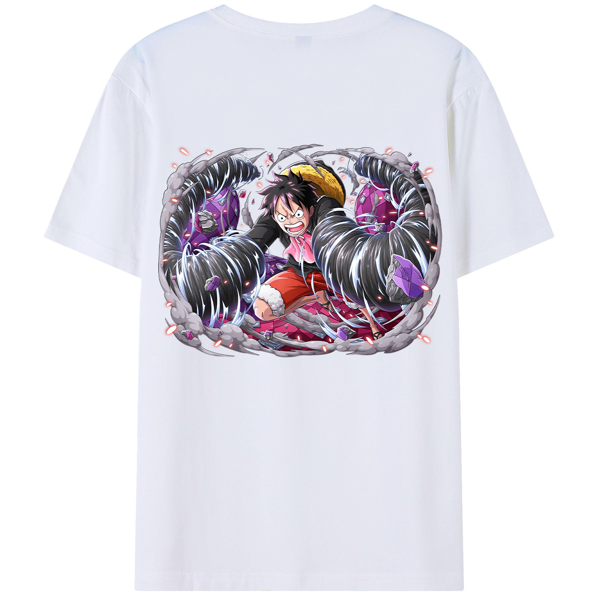 ワンピース モンキー・D・ルフィ ONE PIECE Monkey D. Luffy 綿100％ メンズ半袖Tシャツ（バックプリント） 通気性
