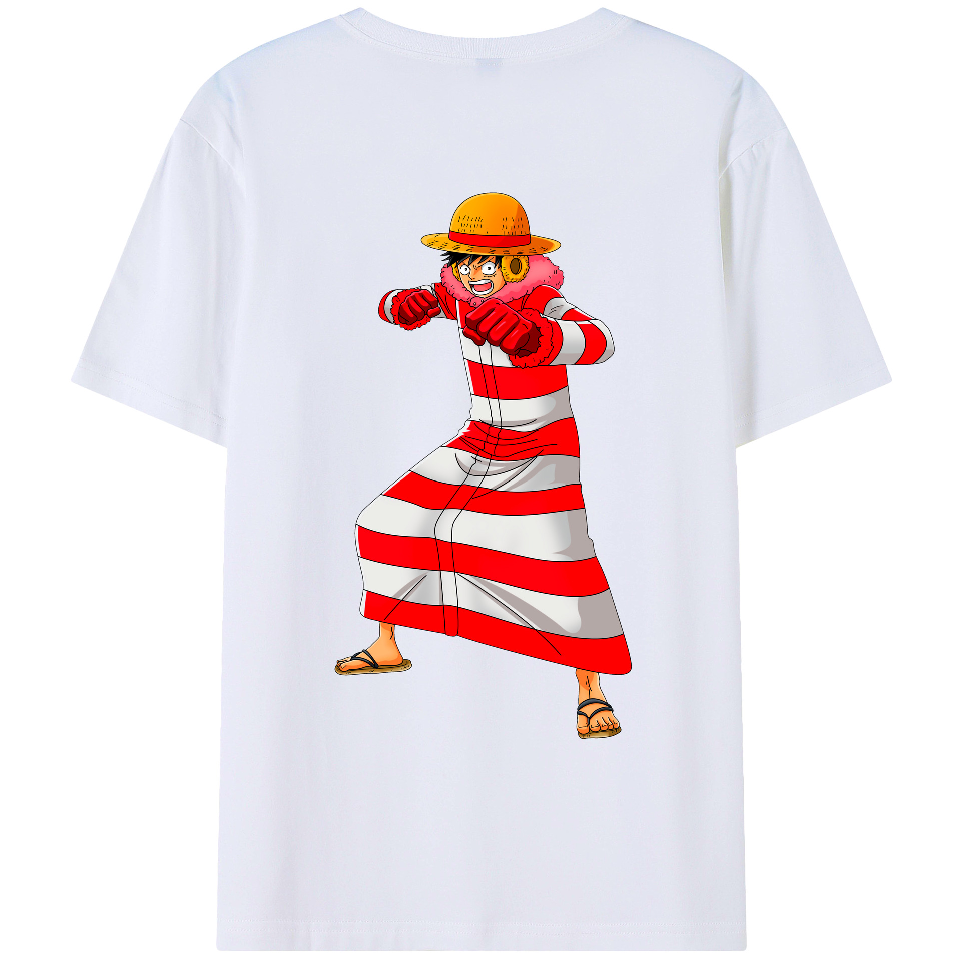 ワンピース モンキー・D・ルフィ ONE PIECE Monkey D. Luffy 綿100％ メンズ半袖Tシャツ（バックプリント） 通気性