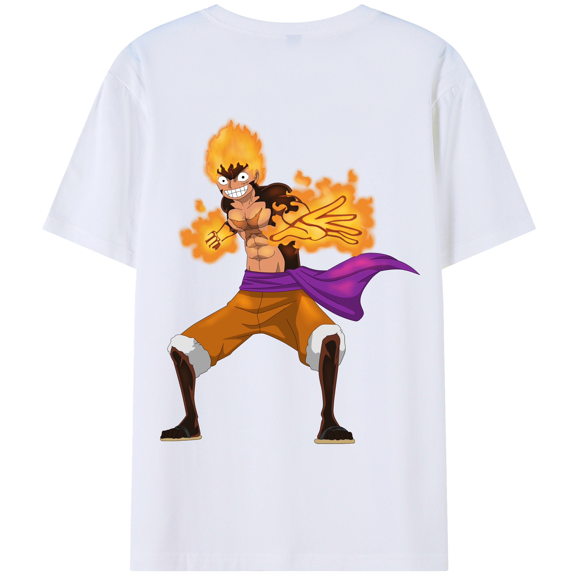 ワンピース モンキー・D・ルフィ ONE PIECE Monkey D. Luffy 綿100％ メンズ半袖Tシャツ（バックプリント） 通気性