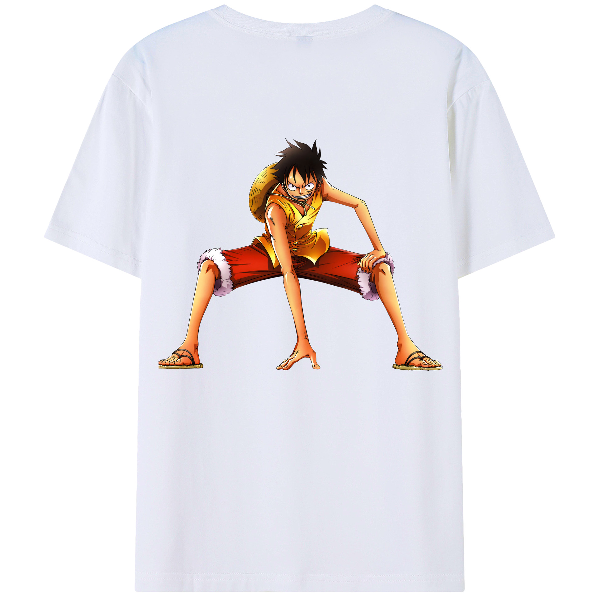 ワンピース モンキー・D・ルフィ ONE PIECE Monkey D. Luffy 綿100％ メンズ半袖Tシャツ（バックプリント） 通気性