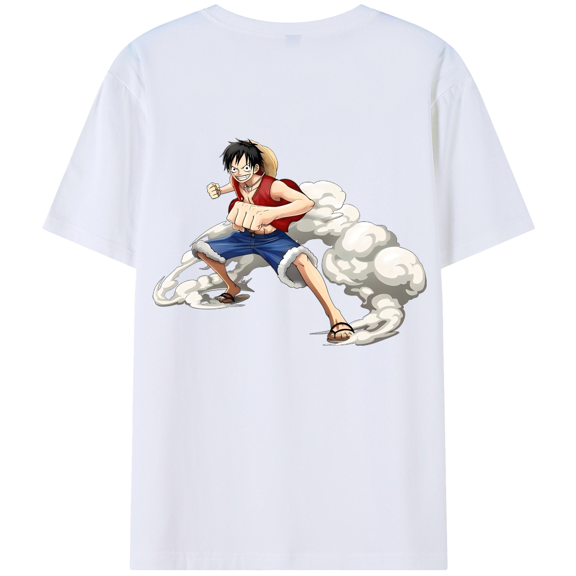 （画像用） ワンピース モンキー・D・ルフィ ONE PIECE Monkey D. Luffy 綿100％ メンズ半袖Tシャツ（バックプリント） 通気性