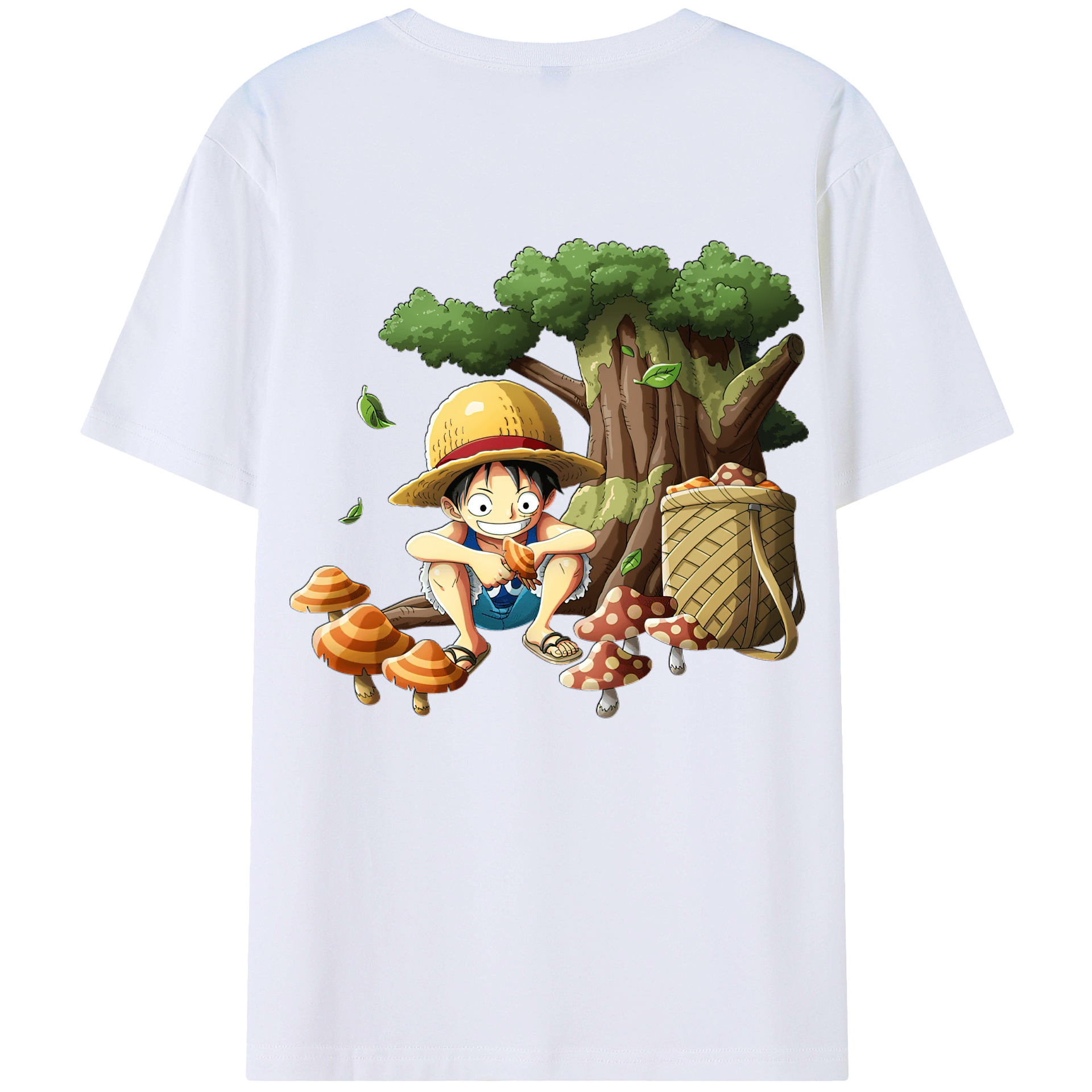 （画像用） ワンピース モンキー・D・ルフィ ONE PIECE Monkey D. Luffy 綿100％ メンズ半袖Tシャツ（バックプリント） 通気性