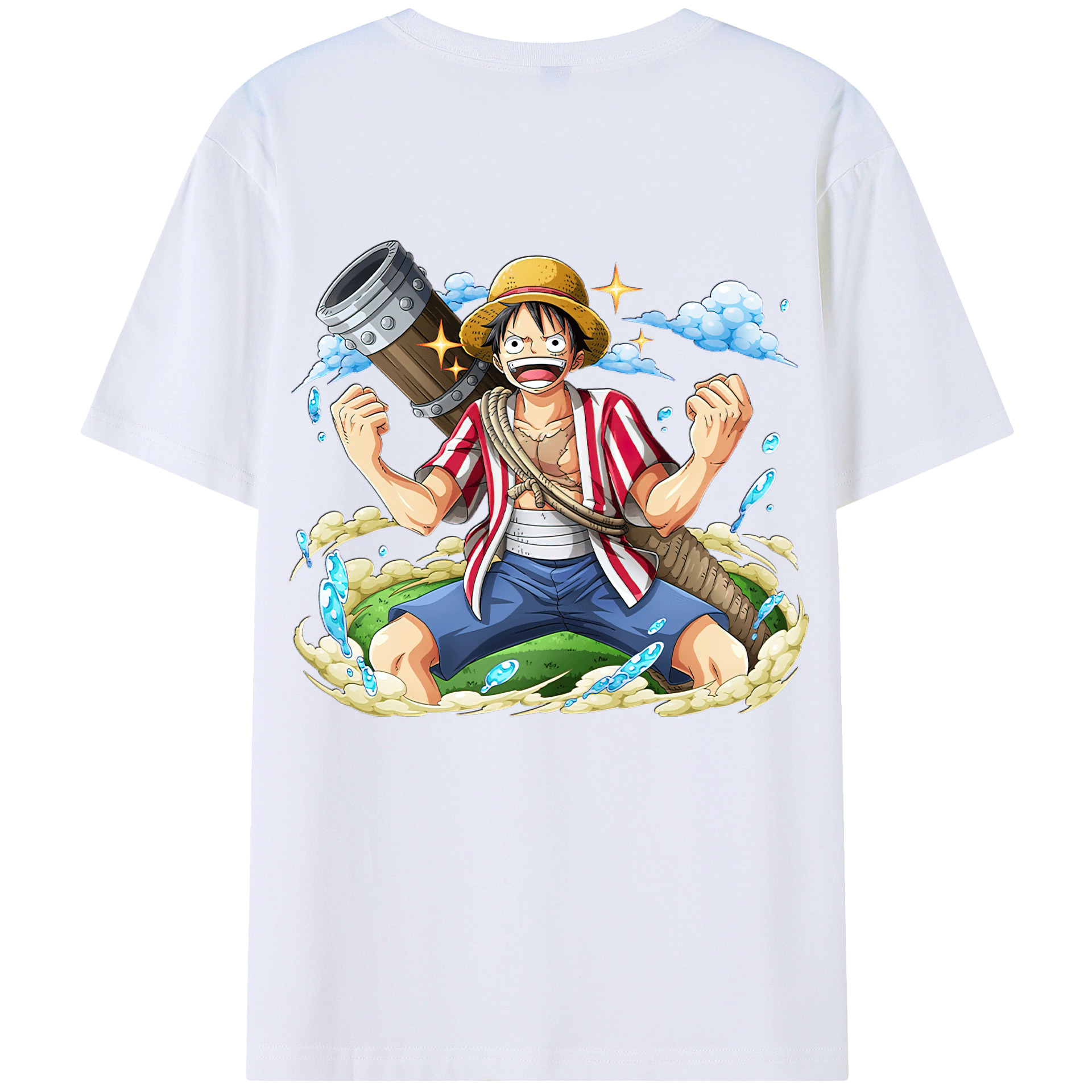 ワンピース モンキー・D・ルフィ ONE PIECE Monkey D. Luffy 綿100％ メンズ半袖Tシャツ（バックプリント） 通気性