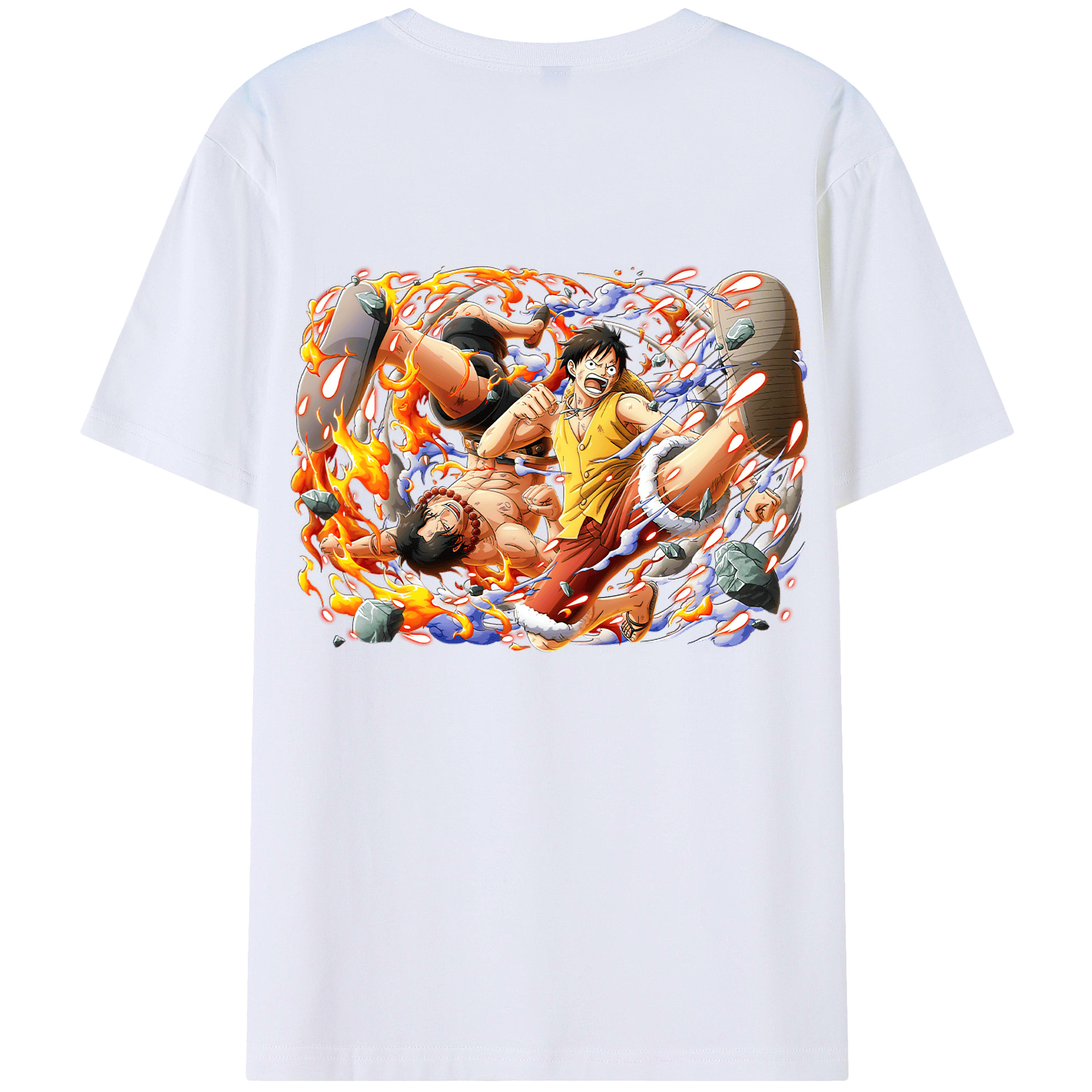 ワンピース モンキー・D・ルフィ ONE PIECE Monkey D. Luffy 綿100％ メンズ半袖Tシャツ（バックプリント） 通気性