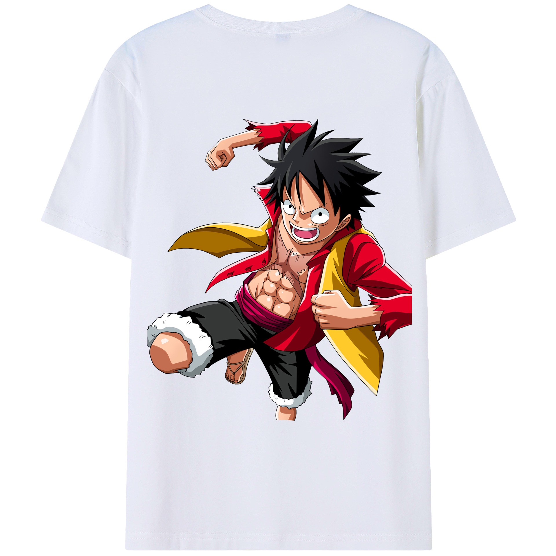 ワンピース モンキー・D・ルフィ ONE PIECE Monkey D. Luffy 綿100％ メンズ半袖Tシャツ（バックプリント） 通気性
