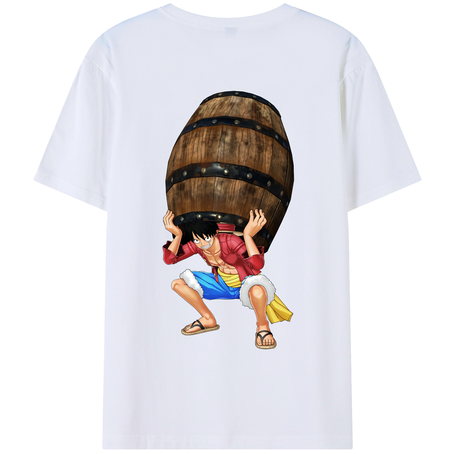 ワンピース モンキー・D・ルフィ ONE PIECE Monkey D. Luffy 綿100％ メンズ半袖Tシャツ（バックプリント） 通気性
