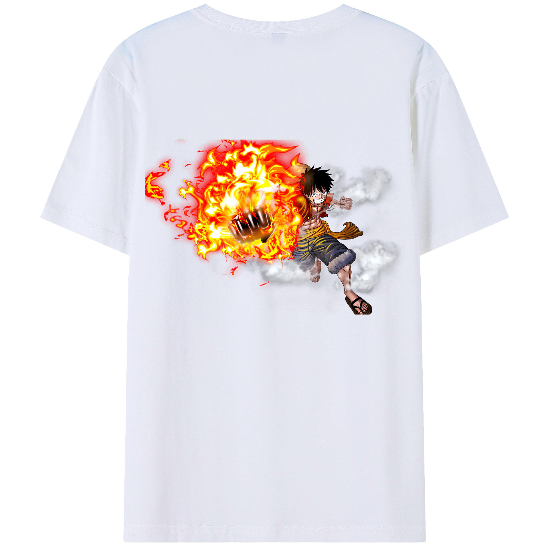 ワンピース モンキー・D・ルフィ ONE PIECE Monkey D. Luffy 綿100％ メンズ半袖Tシャツ（バックプリント） 通気性