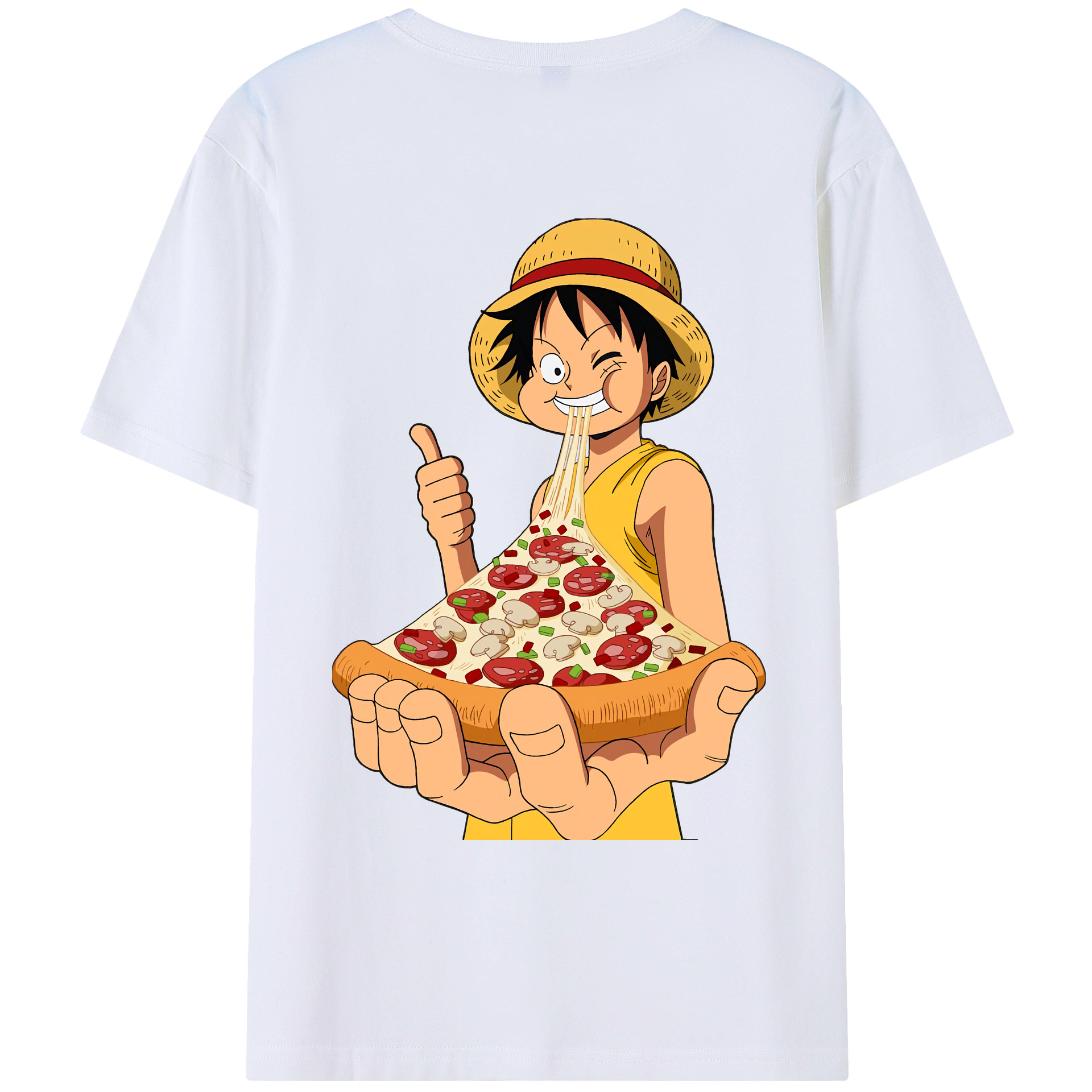 ワンピース モンキー・D・ルフィ ONE PIECE Monkey D. Luffy 綿100％ メンズ半袖Tシャツ（バックプリント） 通気性