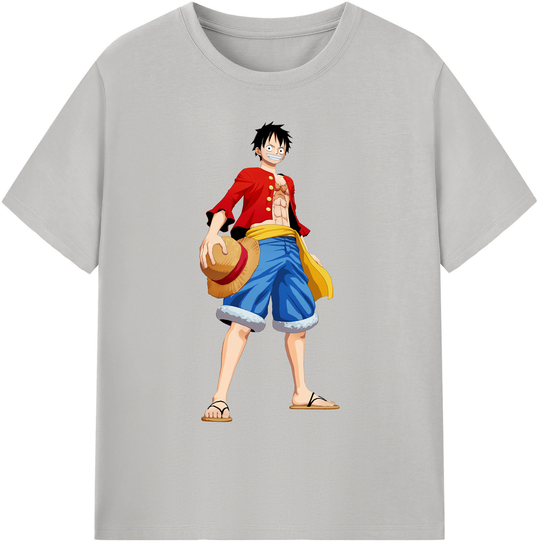 ワンピース モンキー・D・ルフィ ONE PIECE Monkey D. Luffy 綿100％ メンズ半袖Tシャツ｜肌触りやわらか＆通気性
