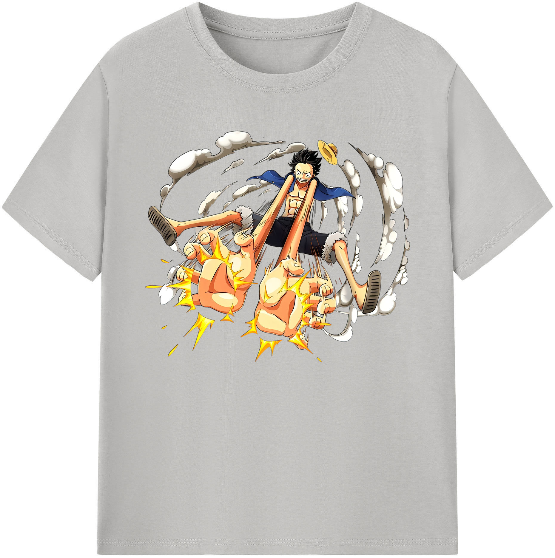 ワンピース モンキー・D・ルフィ ONE PIECE Monkey D. Luffy 綿100％ メンズ半袖Tシャツ｜肌触りやわらか＆通気性