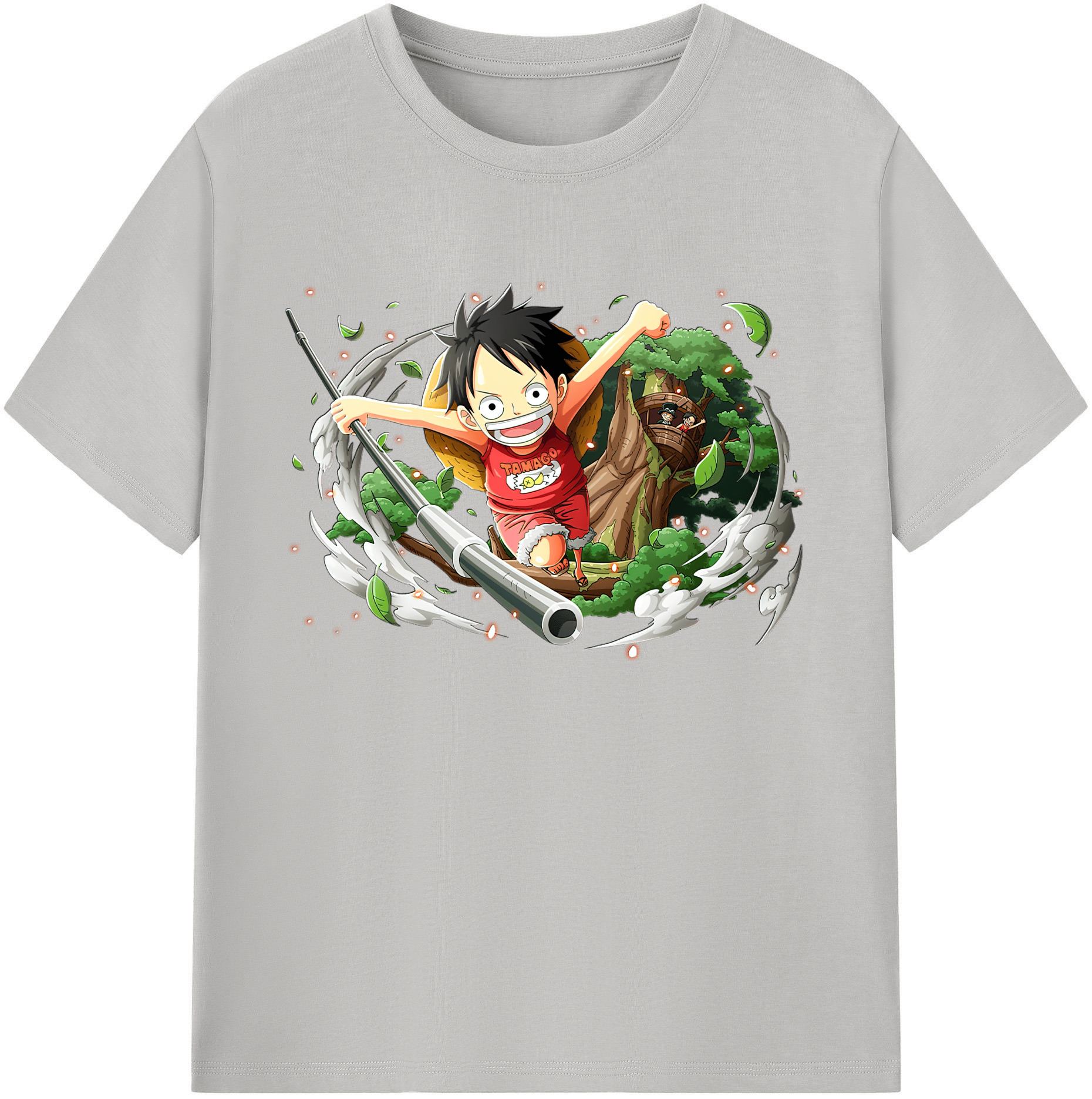 ワンピース モンキー・D・ルフィ ONE PIECE Monkey D. Luffy 綿100％ メンズ半袖Tシャツ｜肌触りやわらか＆通気性