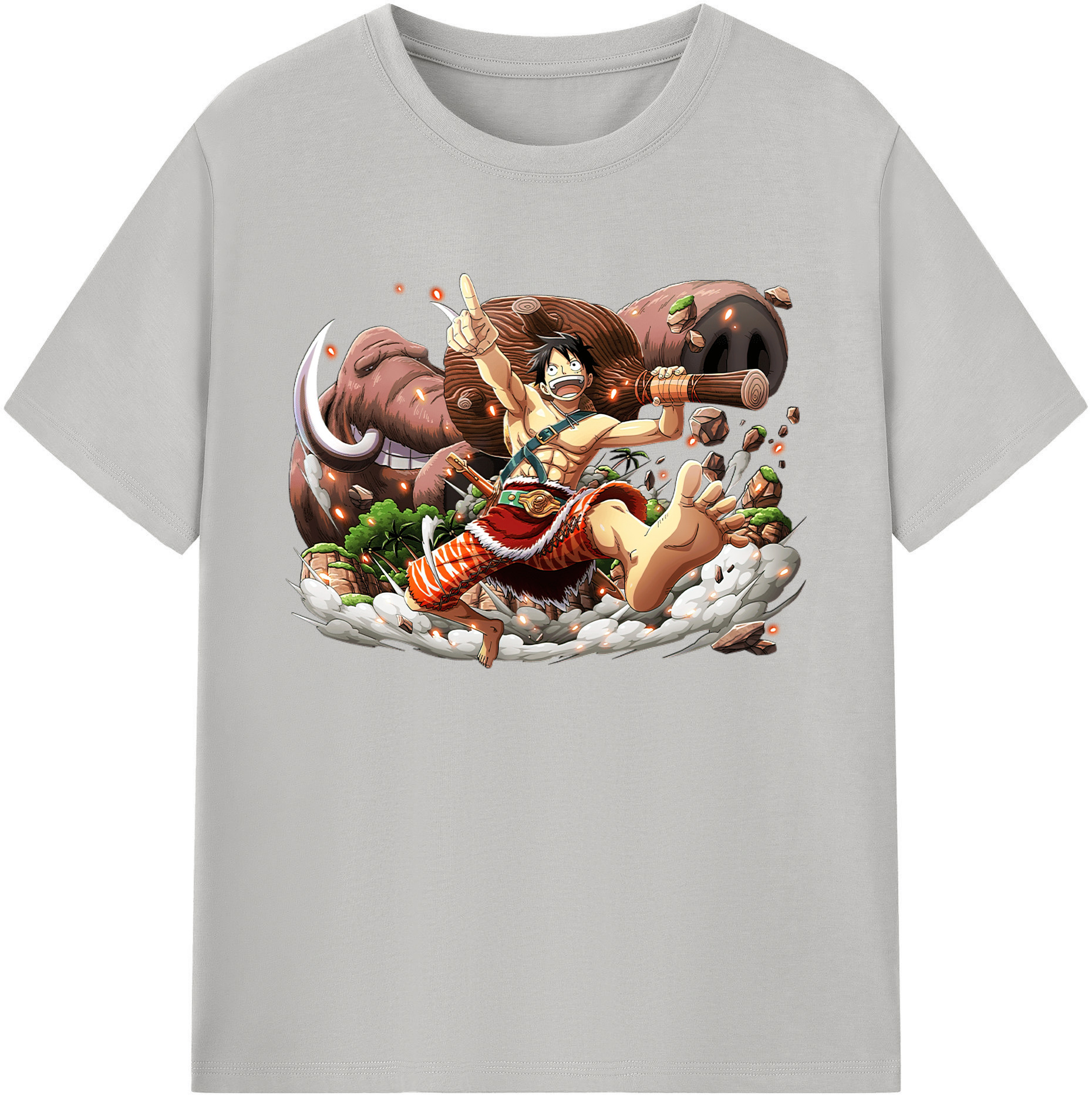 ワンピース モンキー・D・ルフィ ONE PIECE Monkey D. Luffy 綿100％ メンズ半袖Tシャツ｜肌触りやわらか＆通気性