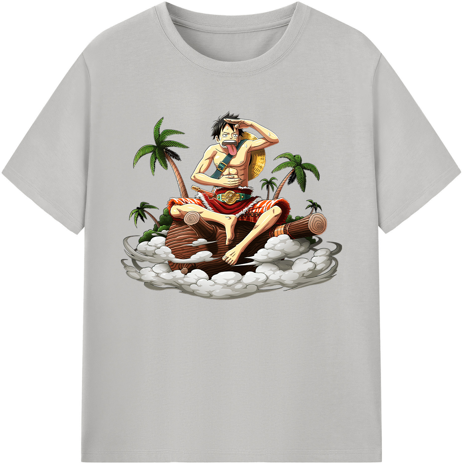 ワンピース モンキー・D・ルフィ ONE PIECE Monkey D. Luffy 綿100％ メンズ半袖Tシャツ｜肌触りやわらか＆通気性