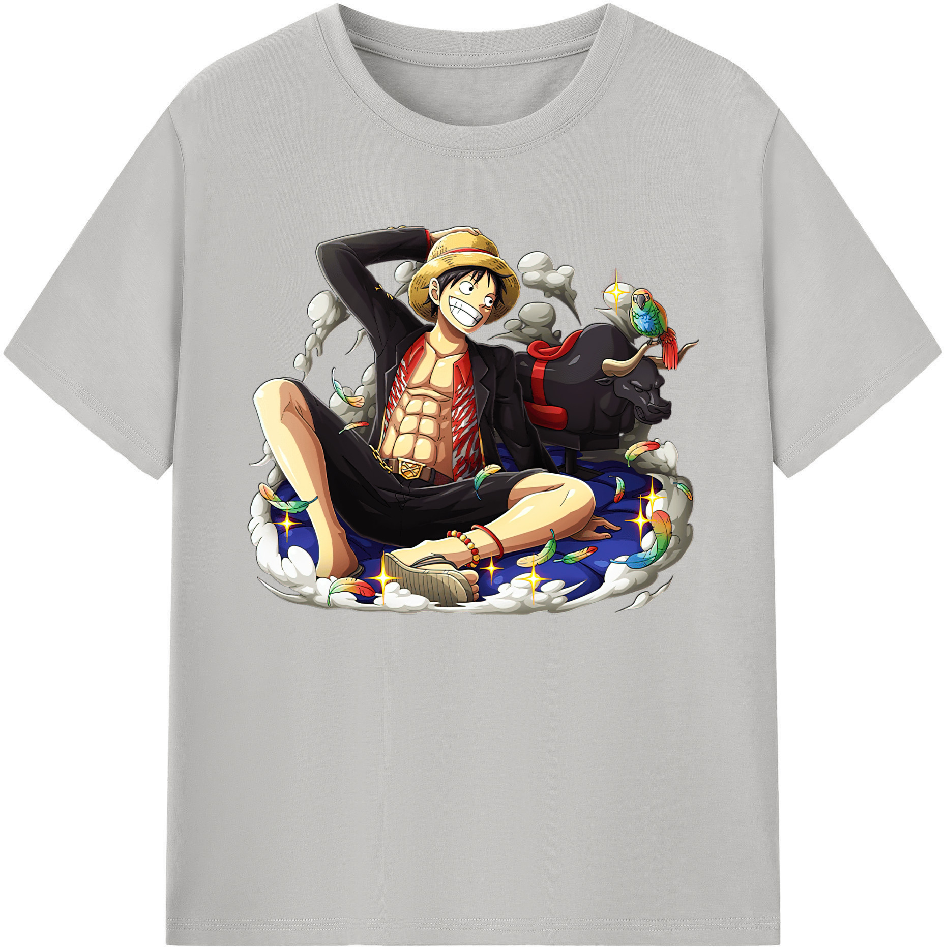 ワンピース モンキー・D・ルフィ ONE PIECE Monkey D. Luffy 綿100％ メンズ半袖Tシャツ｜肌触りやわらか＆通気性