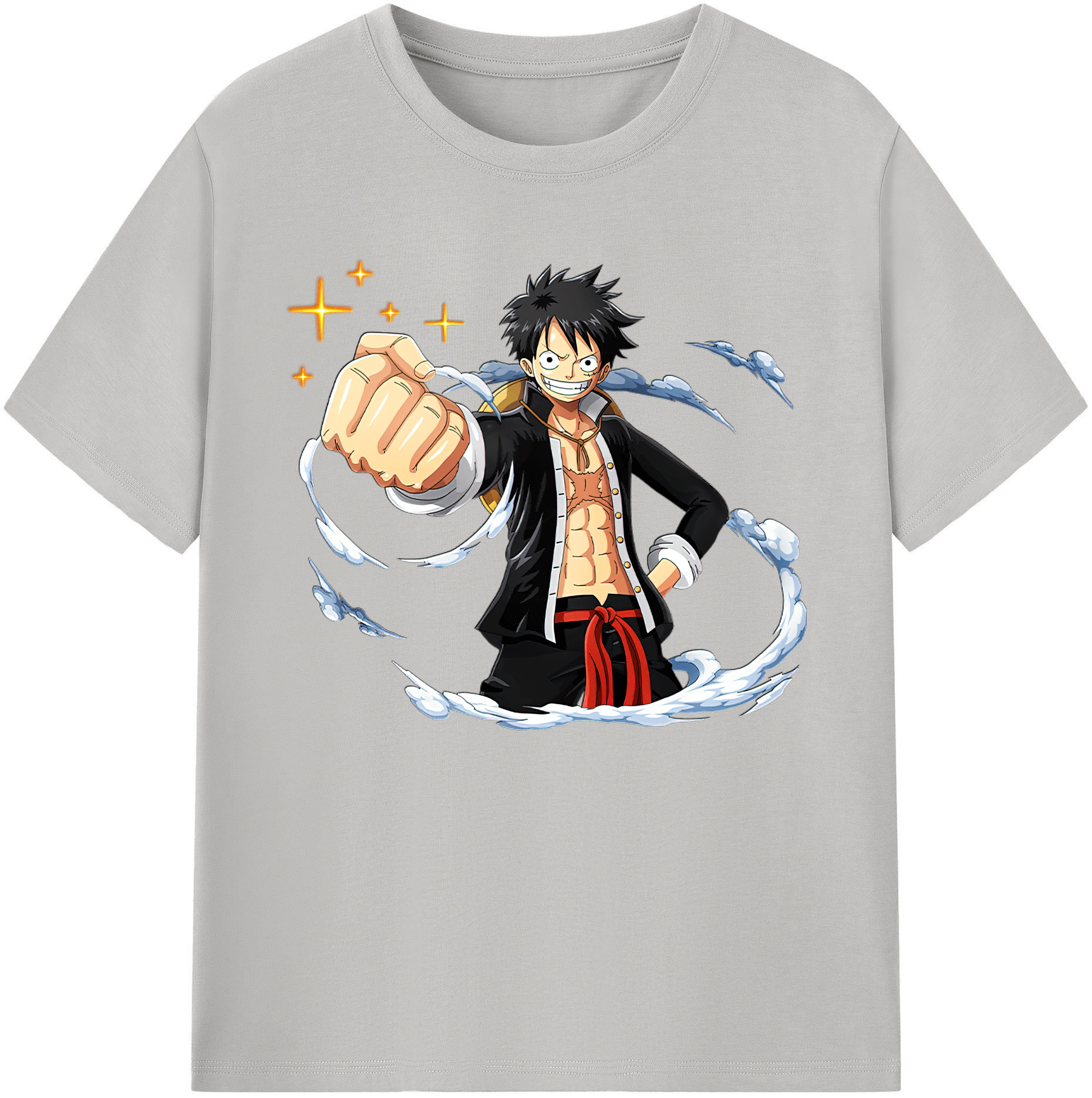 ワンピース モンキー・D・ルフィ ONE PIECE Monkey D. Luffy 綿100％ メンズ半袖Tシャツ｜肌触りやわらか＆通気性