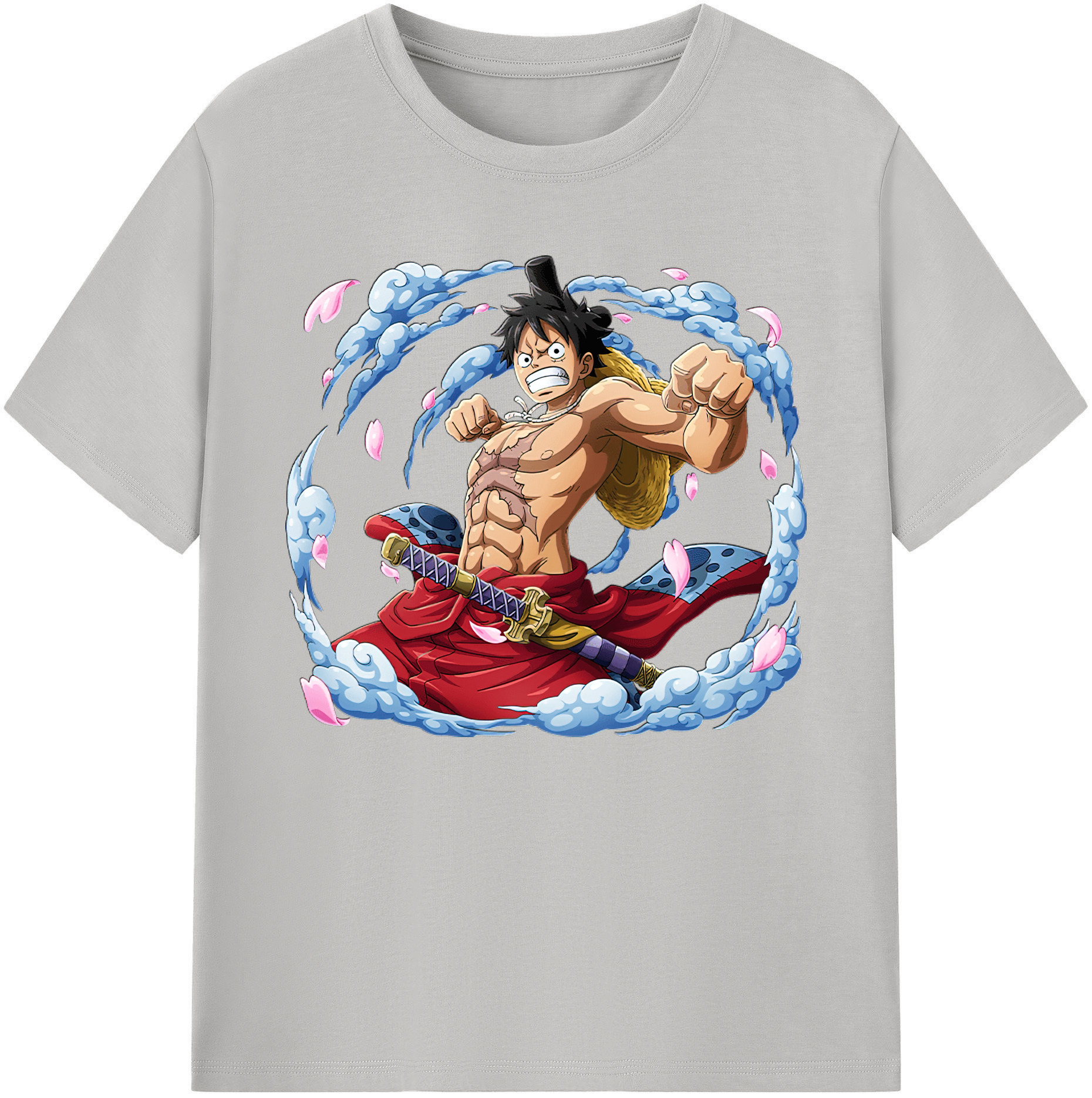 ワンピース モンキー・D・ルフィ ONE PIECE Monkey D. Luffy 綿100％ メンズ半袖Tシャツ｜肌触りやわらか＆通気性