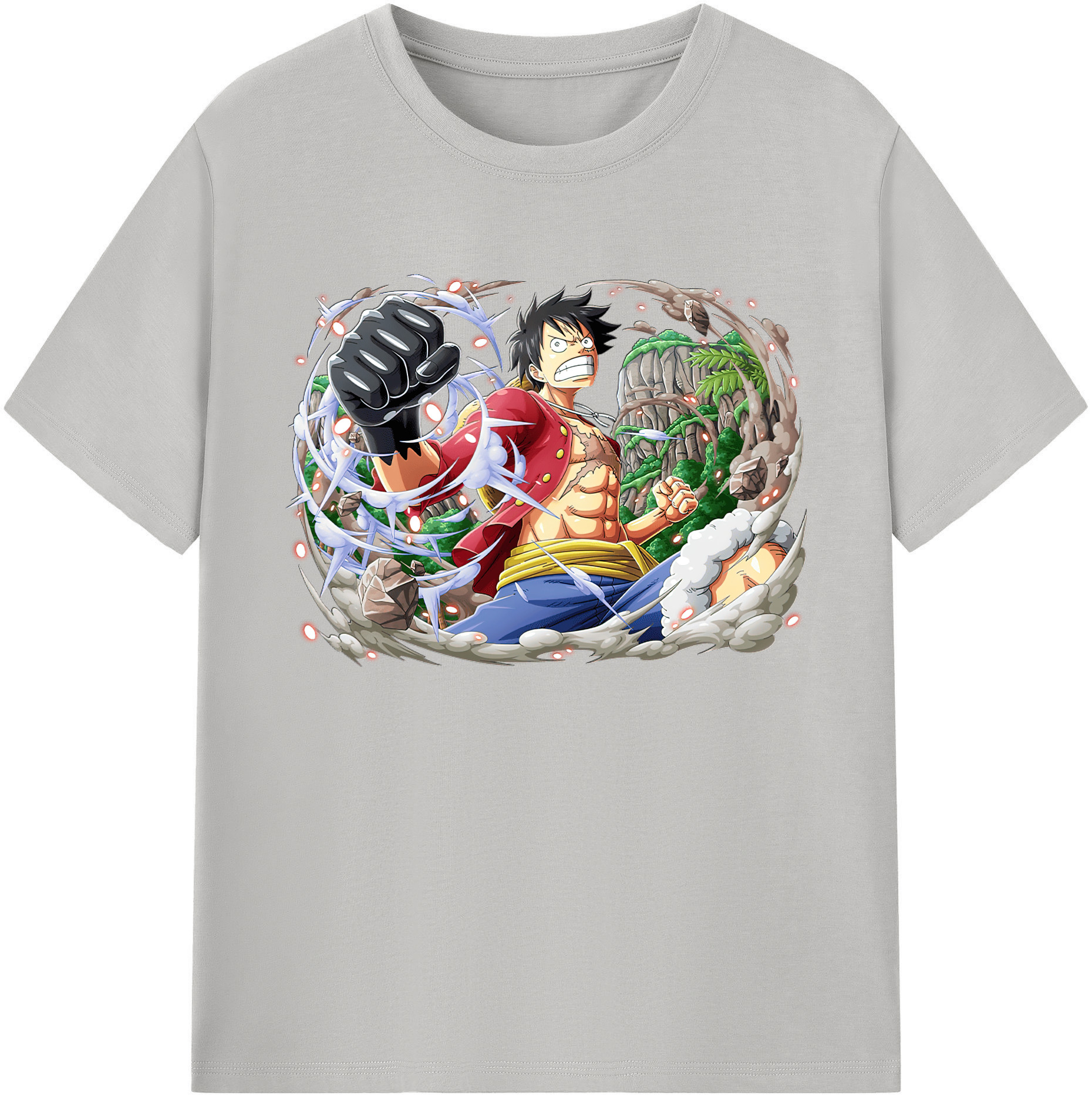 ワンピース モンキー・D・ルフィ ONE PIECE Monkey D. Luffy 綿100％ メンズ半袖Tシャツ｜肌触りやわらか＆通気性
