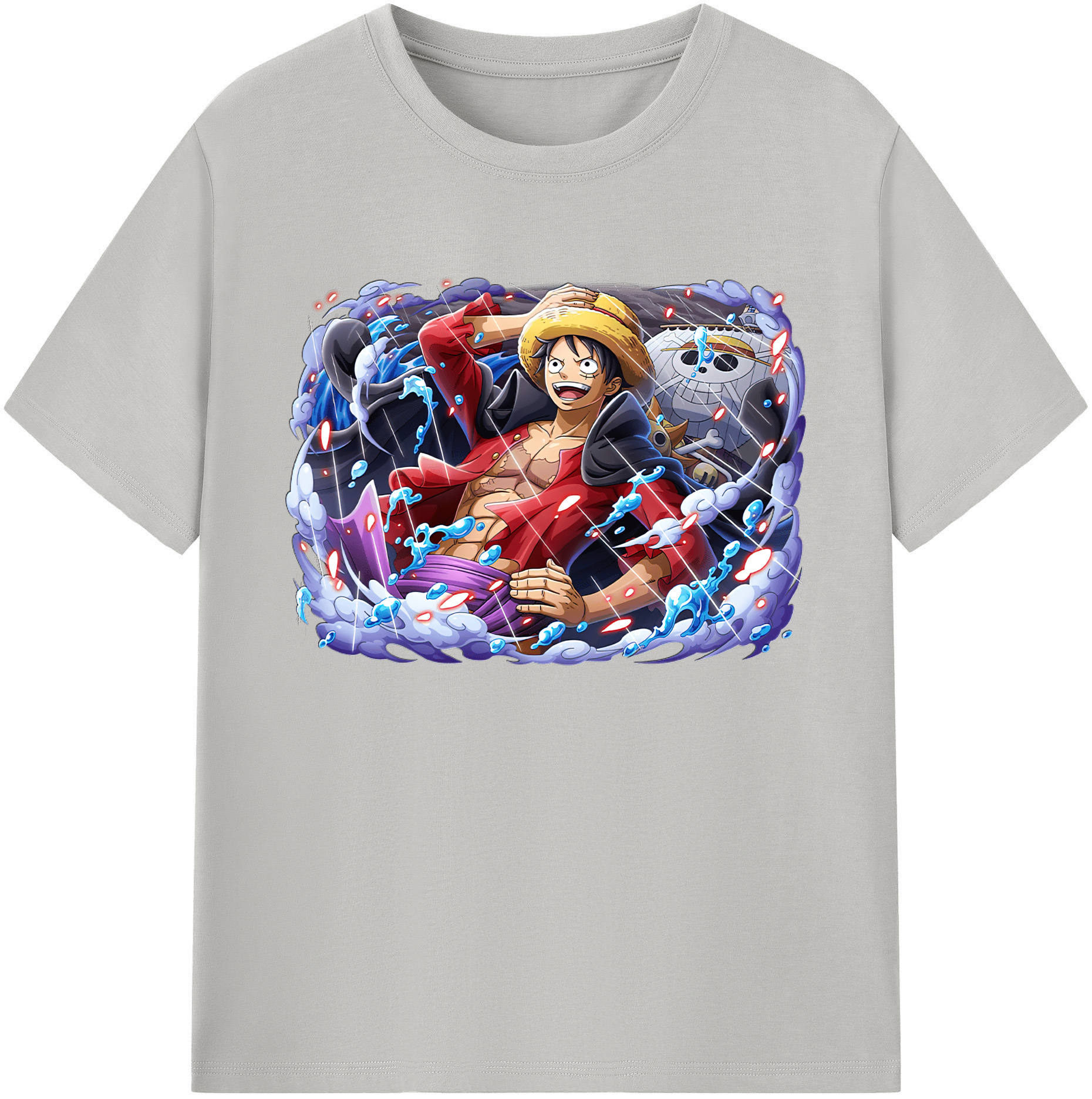 ワンピース モンキー・D・ルフィ ONE PIECE Monkey D. Luffy 綿100％ メンズ半袖Tシャツ｜肌触りやわらか＆通気性