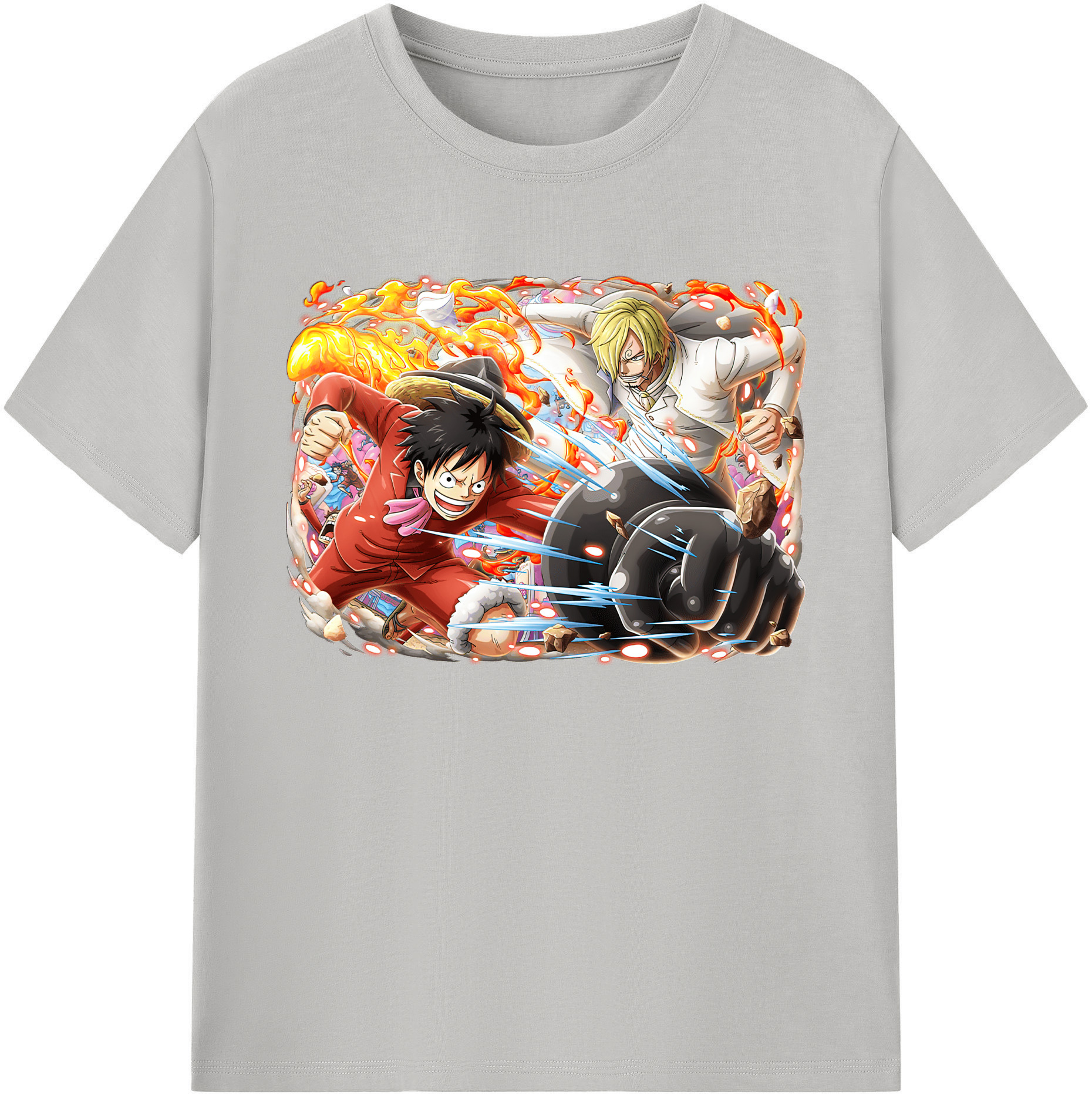 ワンピース モンキー・D・ルフィ ONE PIECE Monkey D. Luffy 綿100％ メンズ半袖Tシャツ｜肌触りやわらか＆通気性