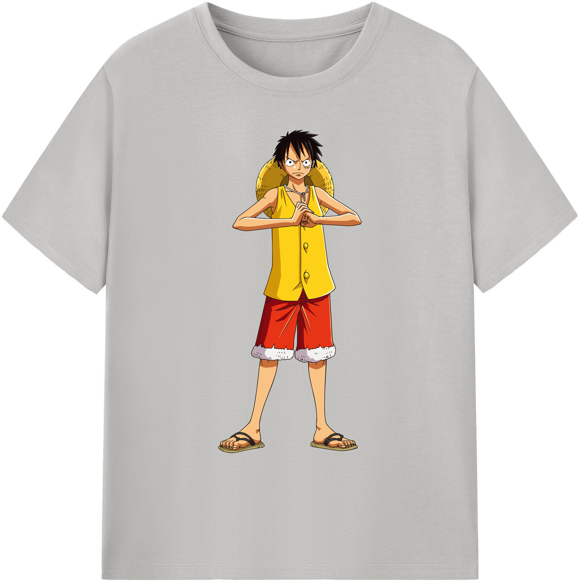 ワンピース モンキー・D・ルフィ ONE PIECE Monkey D. Luffy 綿100％ メンズ半袖Tシャツ｜肌触りやわらか＆通気性