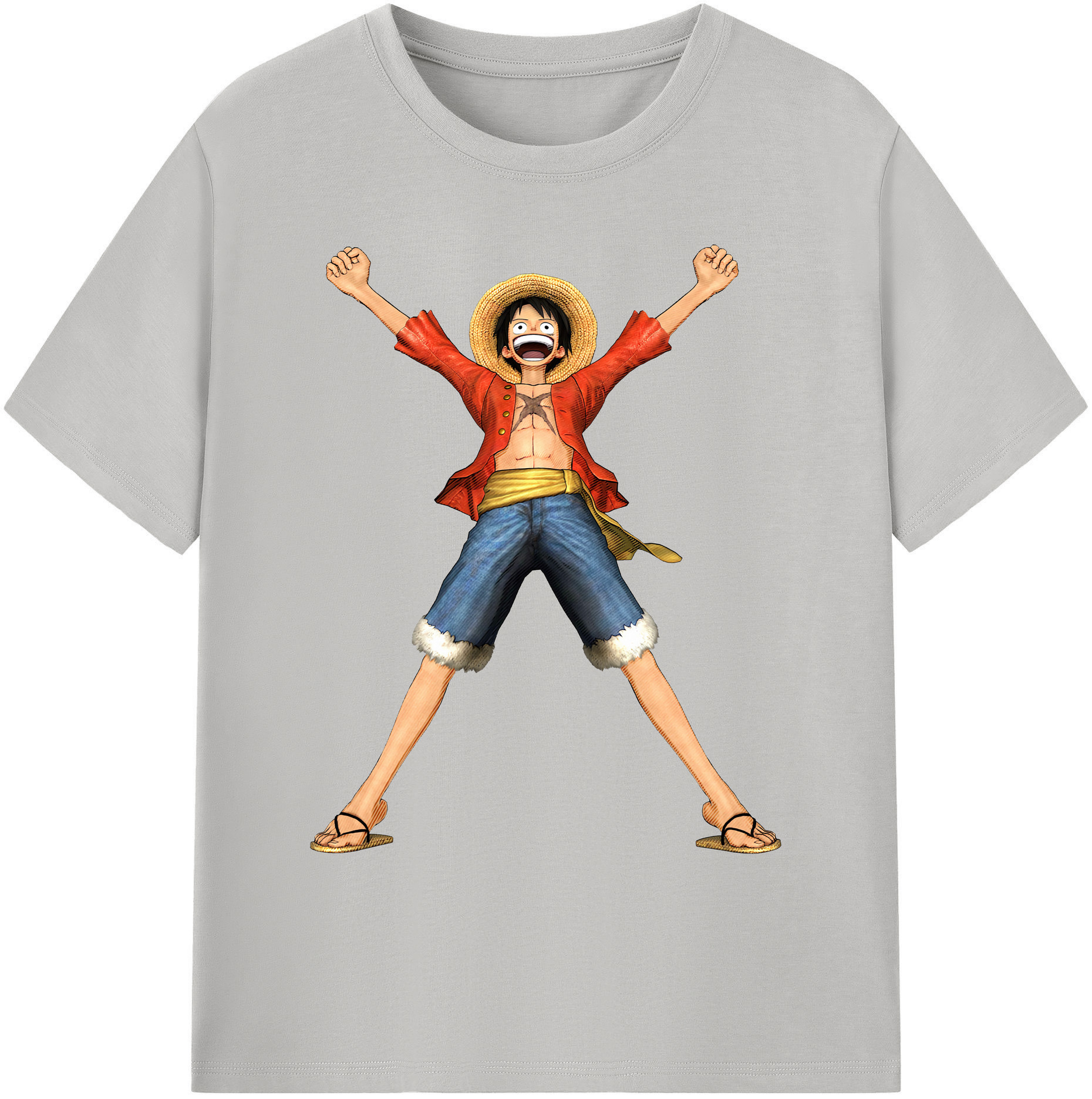 ワンピース モンキー・D・ルフィ ONE PIECE Monkey D. Luffy 綿100％ メンズ半袖Tシャツ｜肌触りやわらか＆通気性