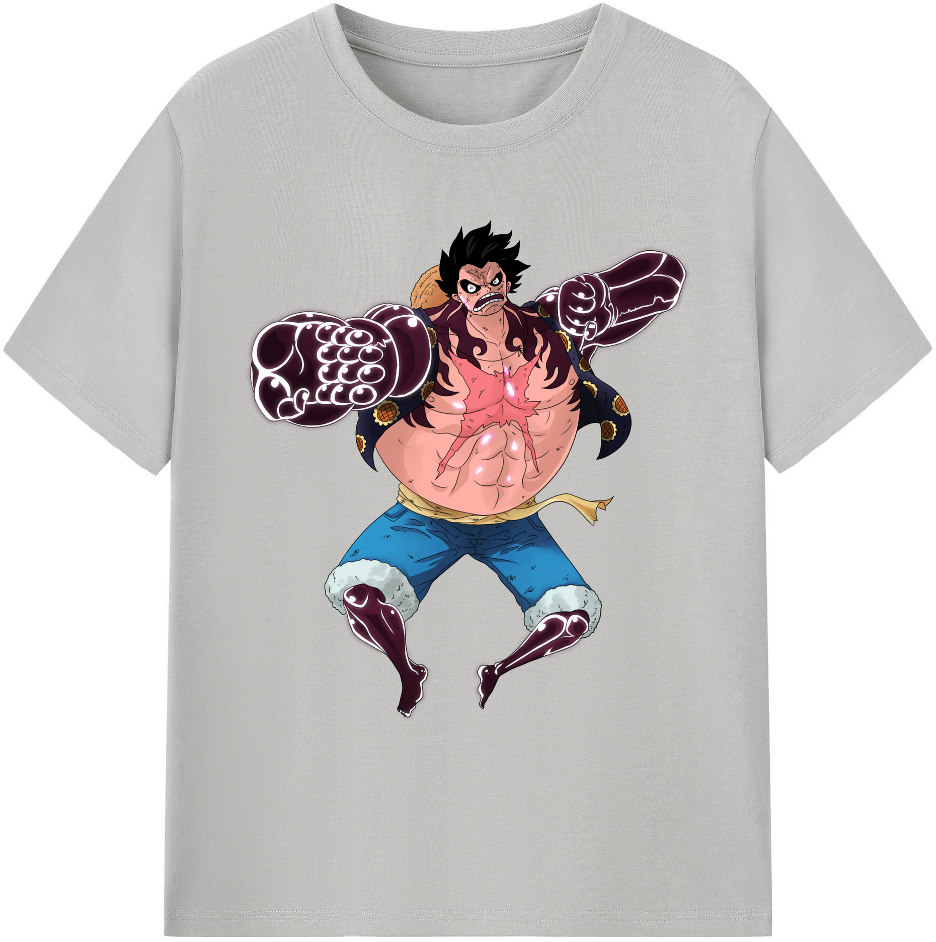 ワンピース モンキー・D・ルフィ ONE PIECE Monkey D. Luffy 綿100％ メンズ半袖Tシャツ｜肌触りやわらか＆通気性
