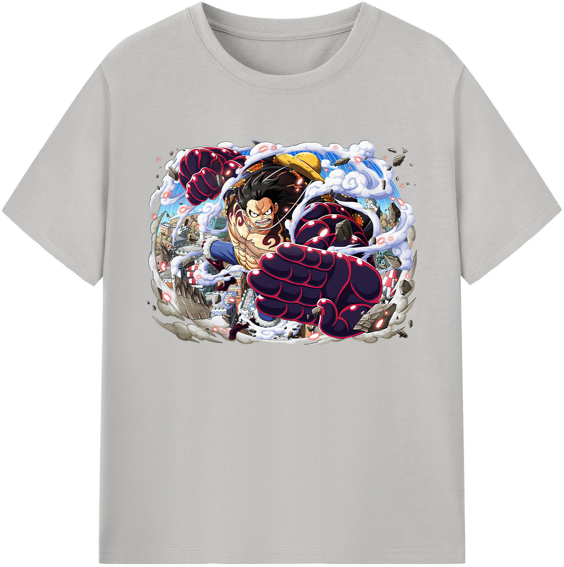 ワンピース モンキー・D・ルフィ ONE PIECE Monkey D. Luffy 綿100％ メンズ半袖Tシャツ｜肌触りやわらか＆通気性
