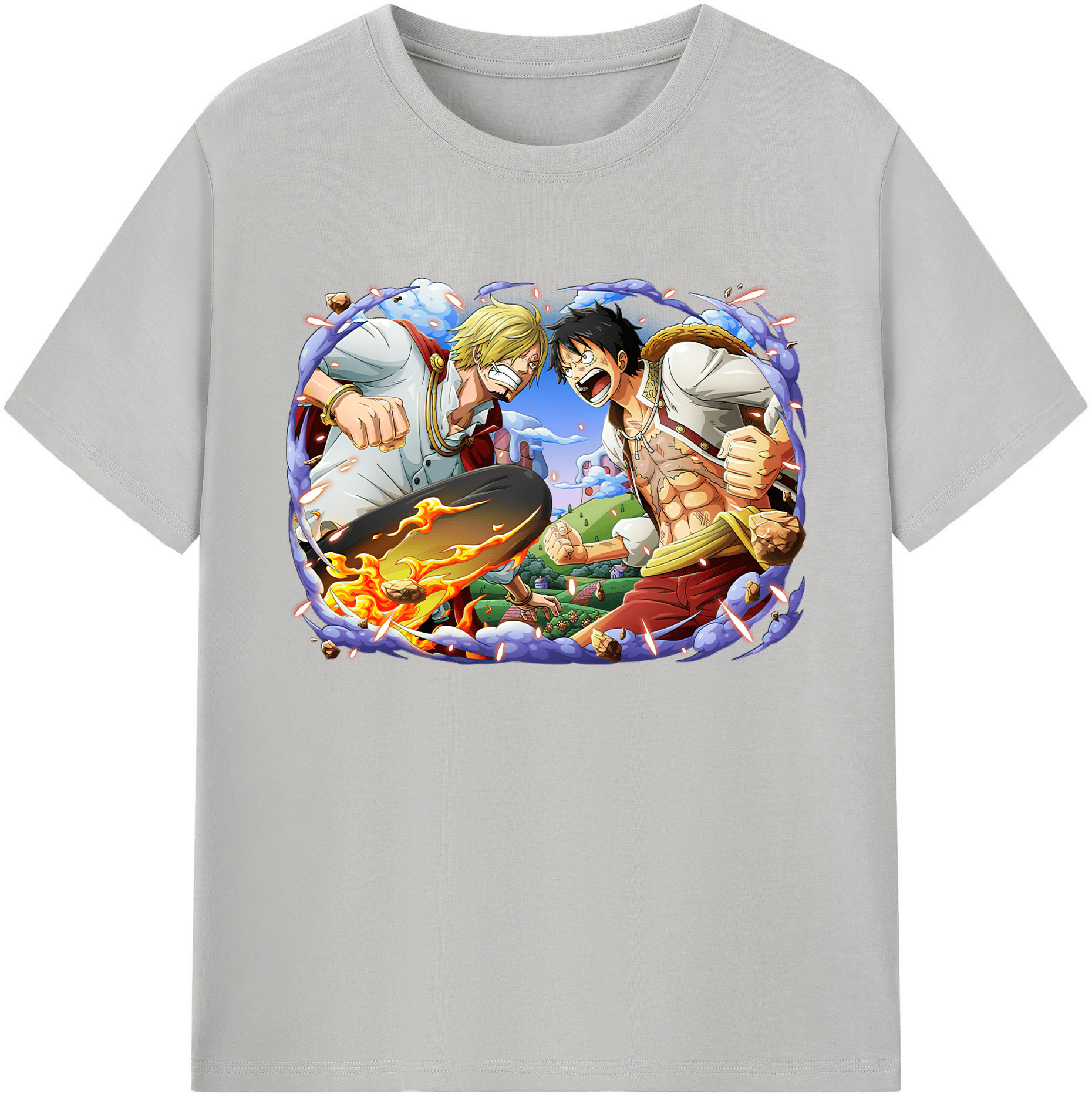 ワンピース モンキー・D・ルフィ ONE PIECE Monkey D. Luffy 綿100％ メンズ半袖Tシャツ｜肌触りやわらか＆通気性