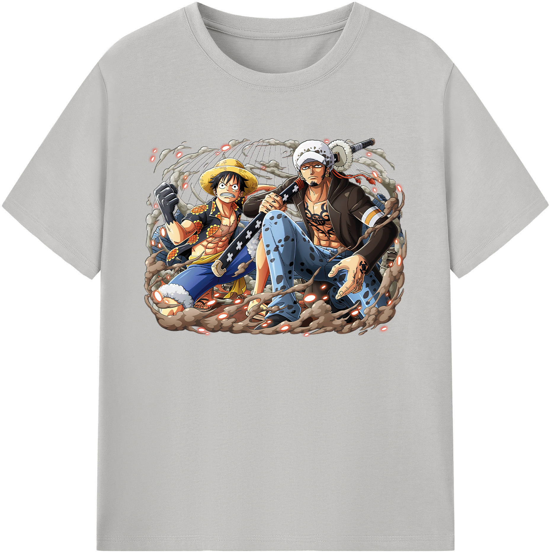 ワンピース モンキー・D・ルフィ ONE PIECE Monkey D. Luffy 綿100％ メンズ半袖Tシャツ｜肌触りやわらか＆通気性