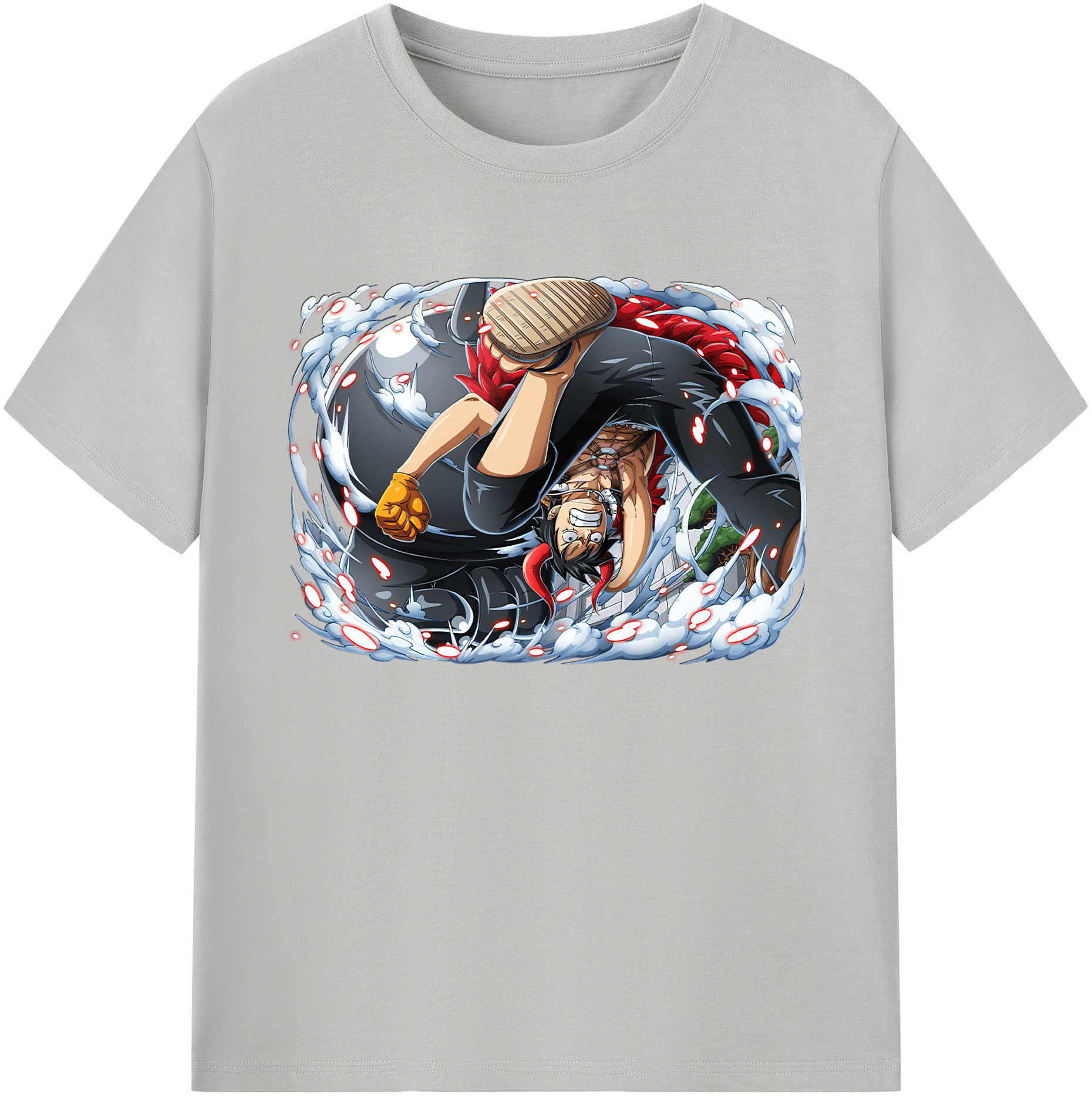 ワンピース モンキー・D・ルフィ ONE PIECE Monkey D. Luffy 綿100％ メンズ半袖Tシャツ｜肌触りやわらか＆通気性