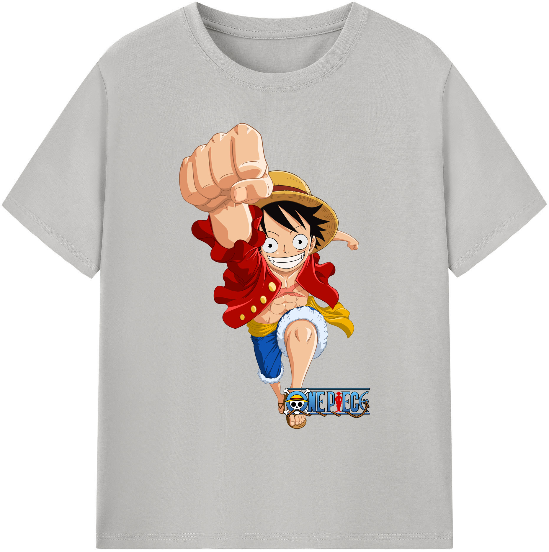 ワンピース モンキー・D・ルフィ ONE PIECE Monkey D. Luffy 綿100％ メンズ半袖Tシャツ｜肌触りやわらか＆通気性