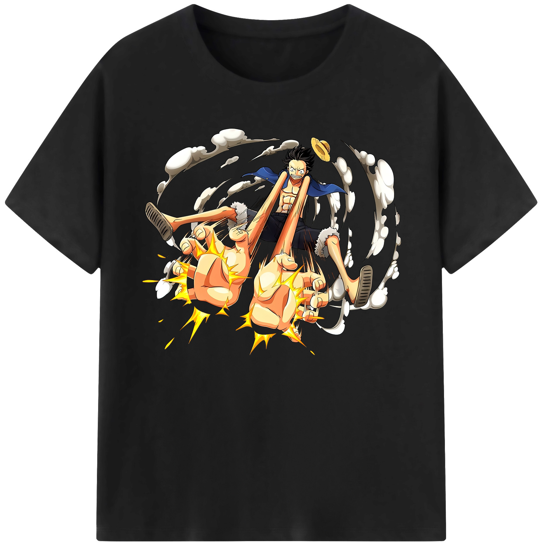ワンピース モンキー・D・ルフィ ONE PIECE Monkey D. Luffy 綿100％ メンズ半袖Tシャツ｜肌触りやわらか＆通気性