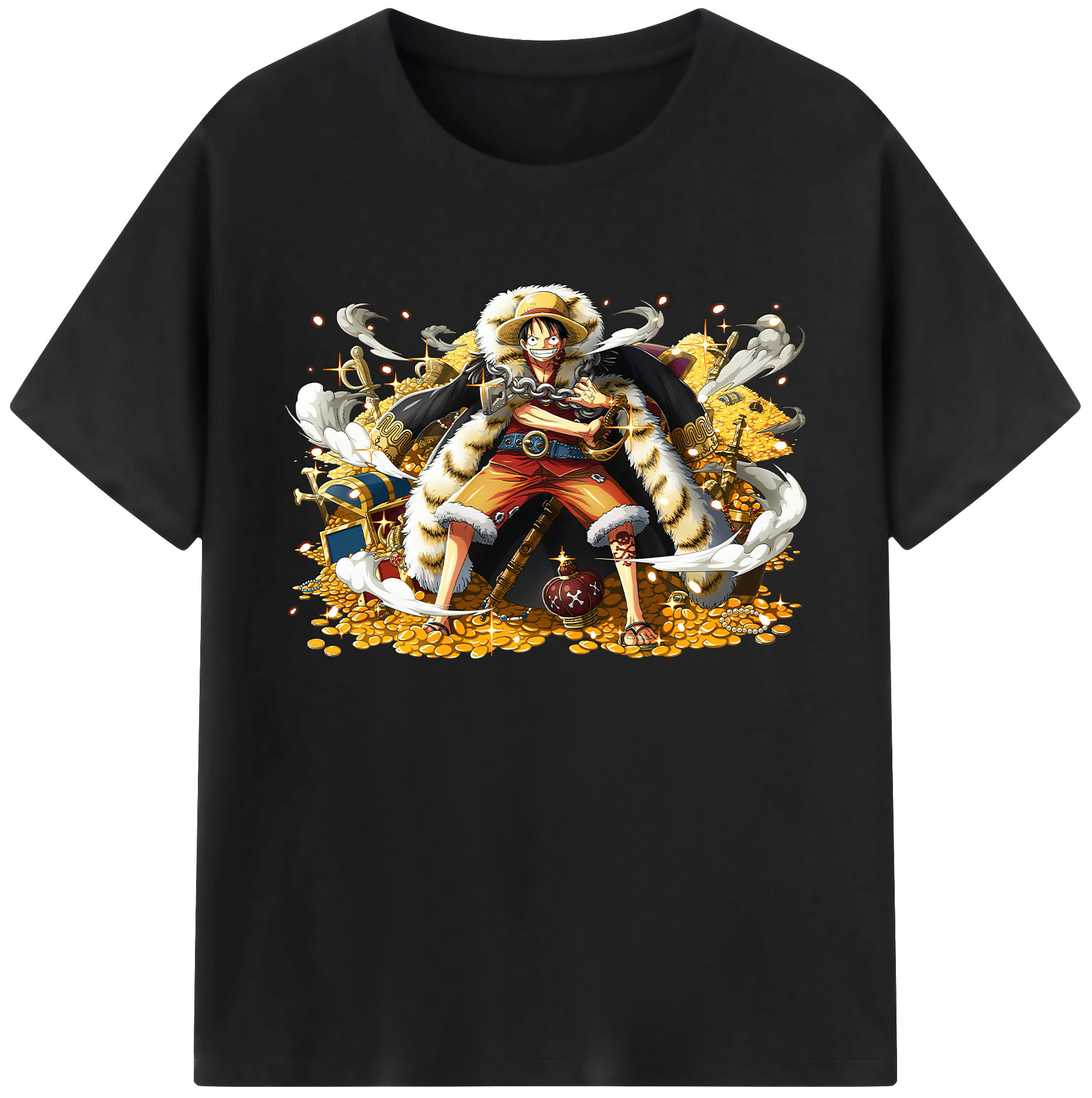 ワンピース モンキー・D・ルフィ ONE PIECE Monkey D. Luffy 綿100％ メンズ半袖Tシャツ｜肌触りやわらか＆通気性