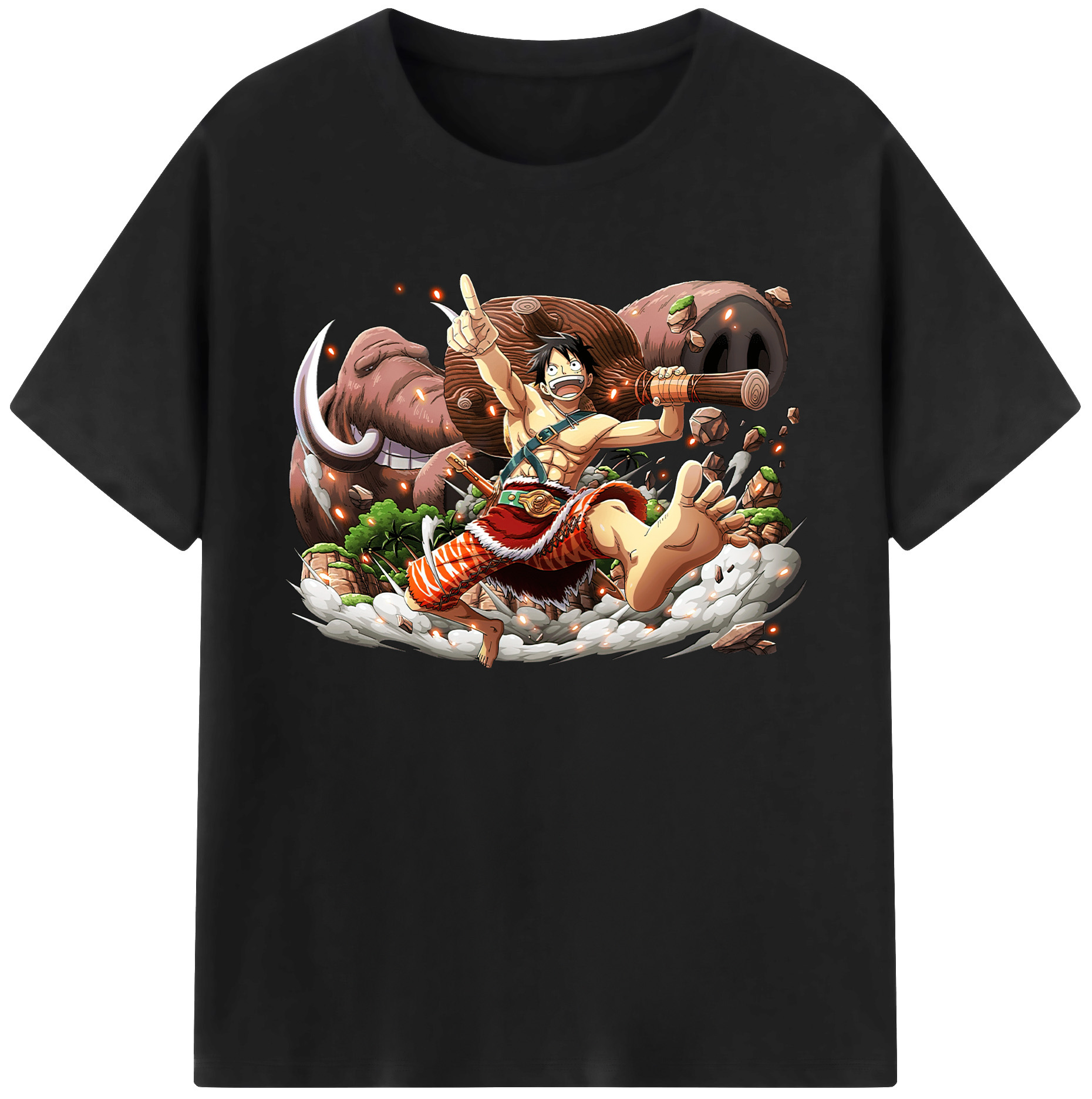 ワンピース モンキー・D・ルフィ ONE PIECE Monkey D. Luffy 綿100％ メンズ半袖Tシャツ｜肌触りやわらか＆通気性
