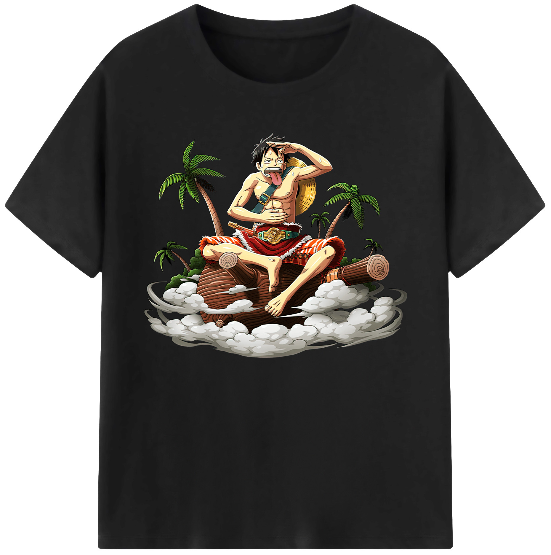 ワンピース モンキー・D・ルフィ ONE PIECE Monkey D. Luffy 綿100％ メンズ半袖Tシャツ｜肌触りやわらか＆通気性