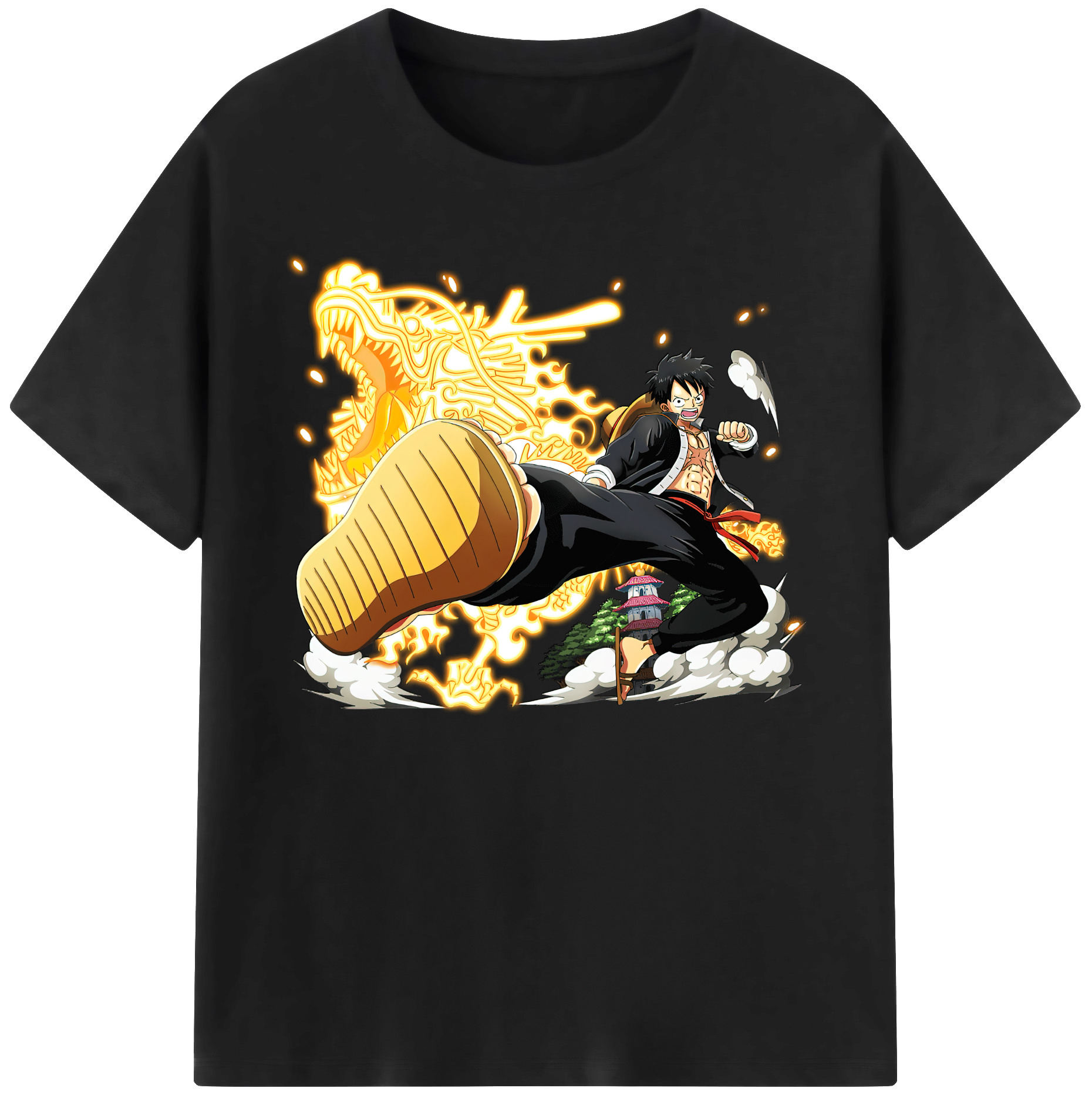 ワンピース モンキー・D・ルフィ ONE PIECE Monkey D. Luffy 綿100％ メンズ半袖Tシャツ｜肌触りやわらか＆通気性