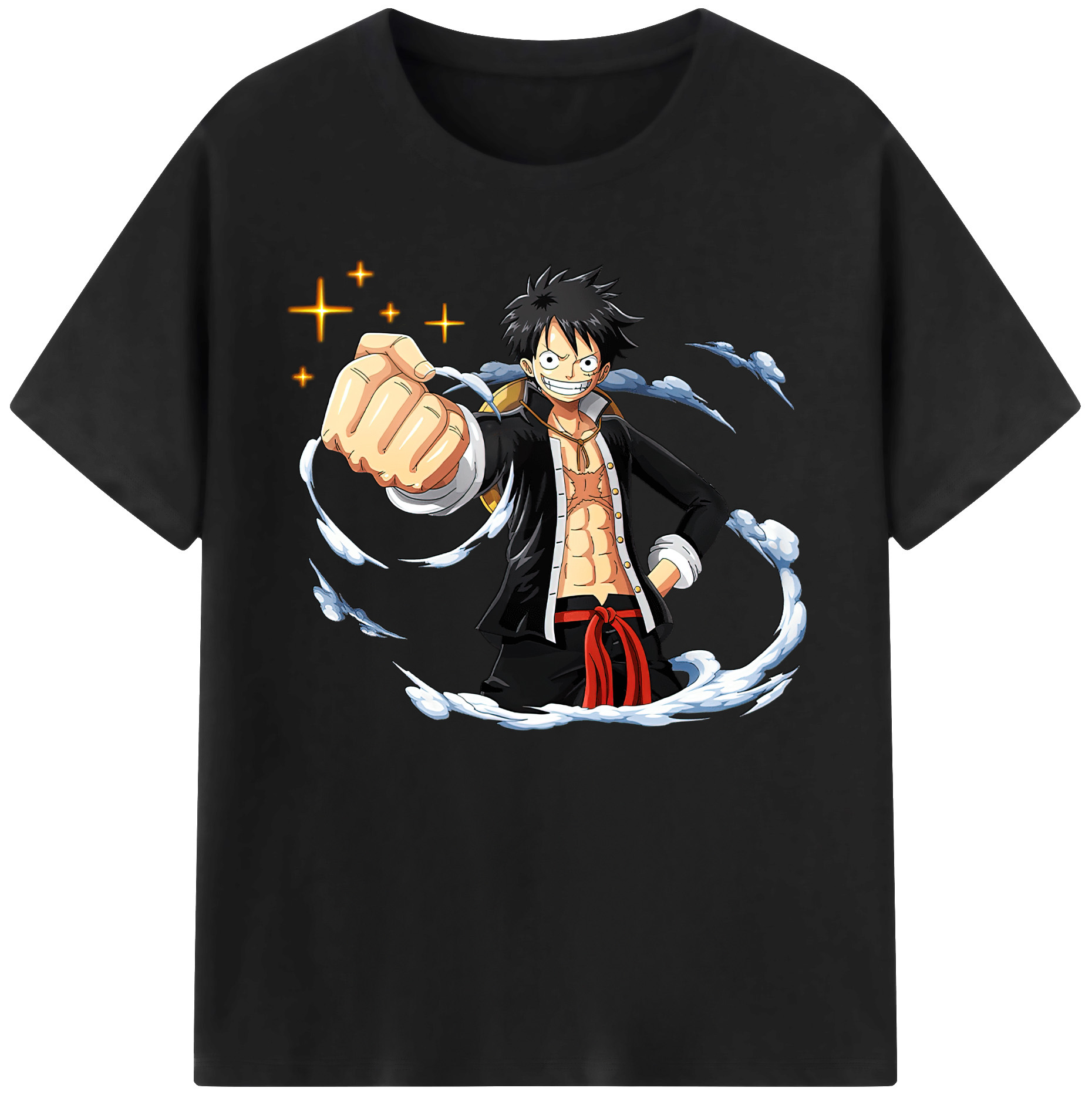 ワンピース モンキー・D・ルフィ ONE PIECE Monkey D. Luffy 綿100％ メンズ半袖Tシャツ｜肌触りやわらか＆通気性