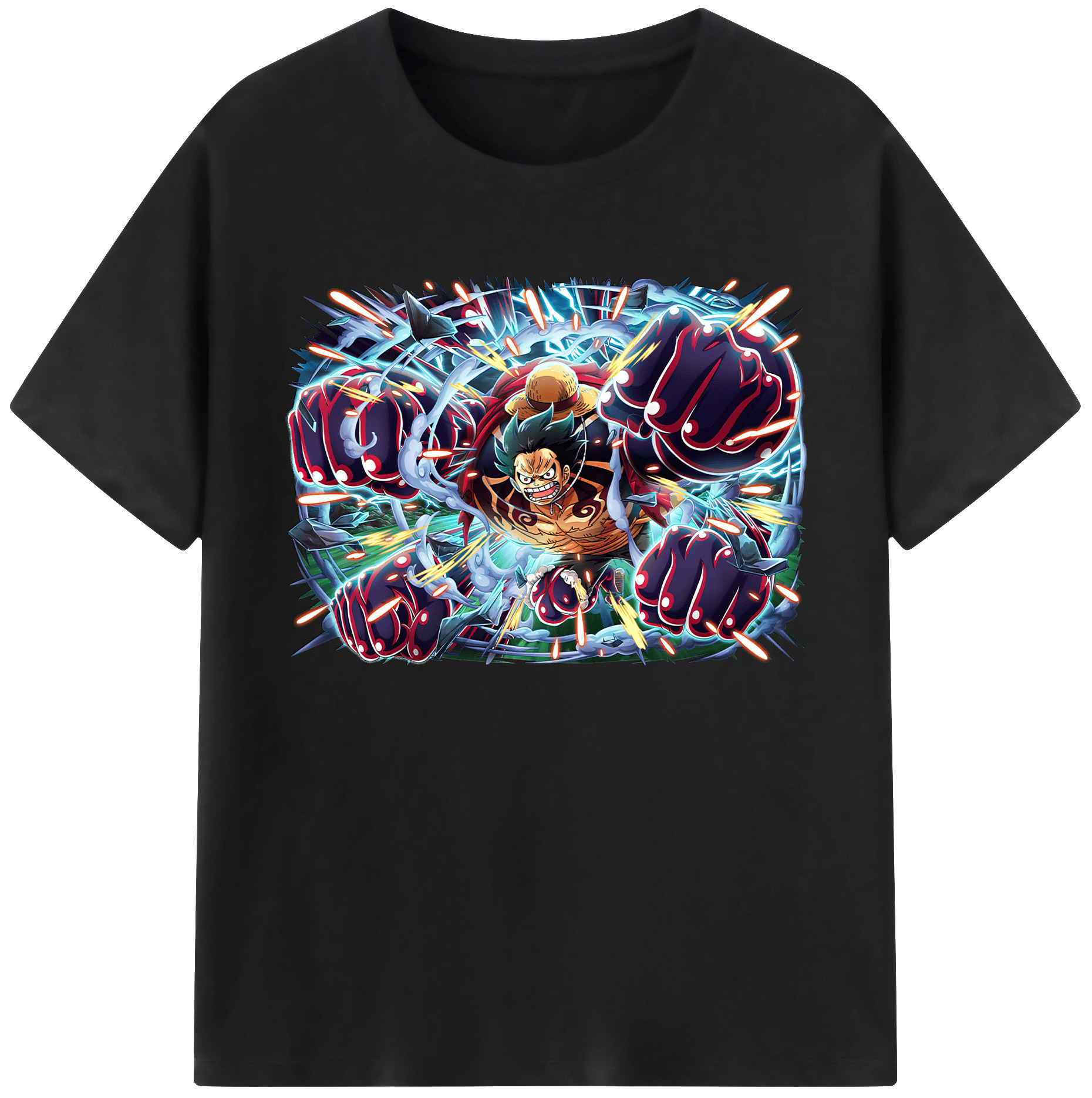 ワンピース モンキー・D・ルフィ ONE PIECE Monkey D. Luffy 綿100％ メンズ半袖Tシャツ｜肌触りやわらか＆通気性