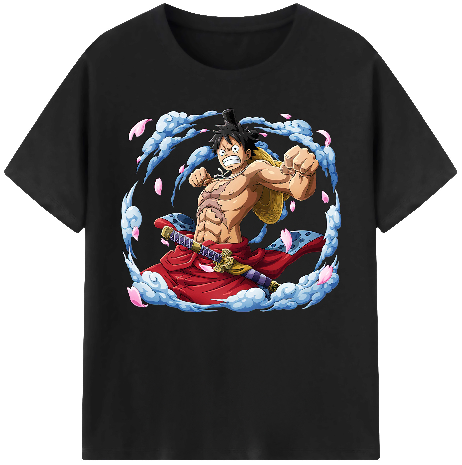 ワンピース モンキー・D・ルフィ ONE PIECE Monkey D. Luffy 綿100％ メンズ半袖Tシャツ｜肌触りやわらか＆通気性
